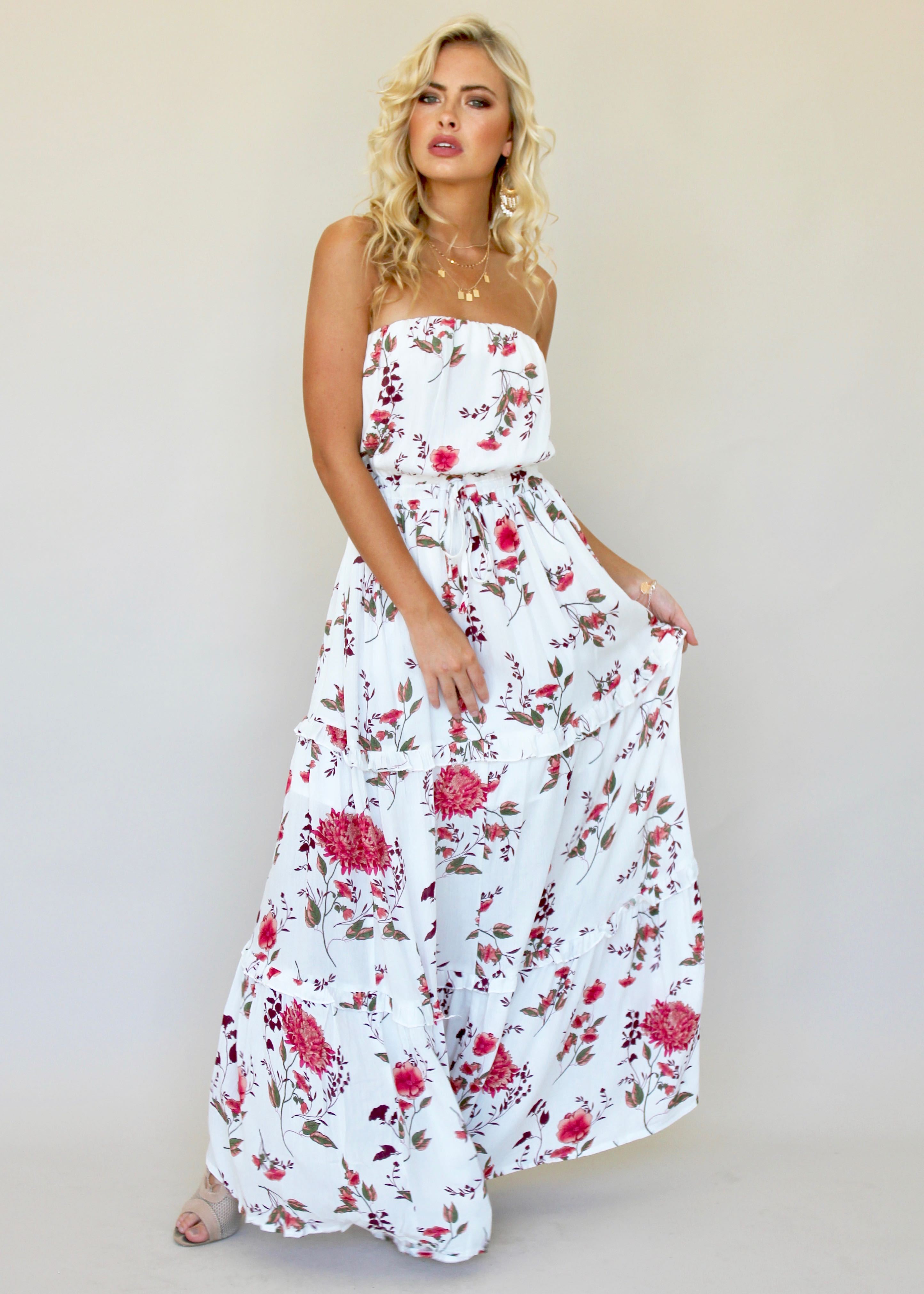 Lucina Strapless Dress - Pink Petal