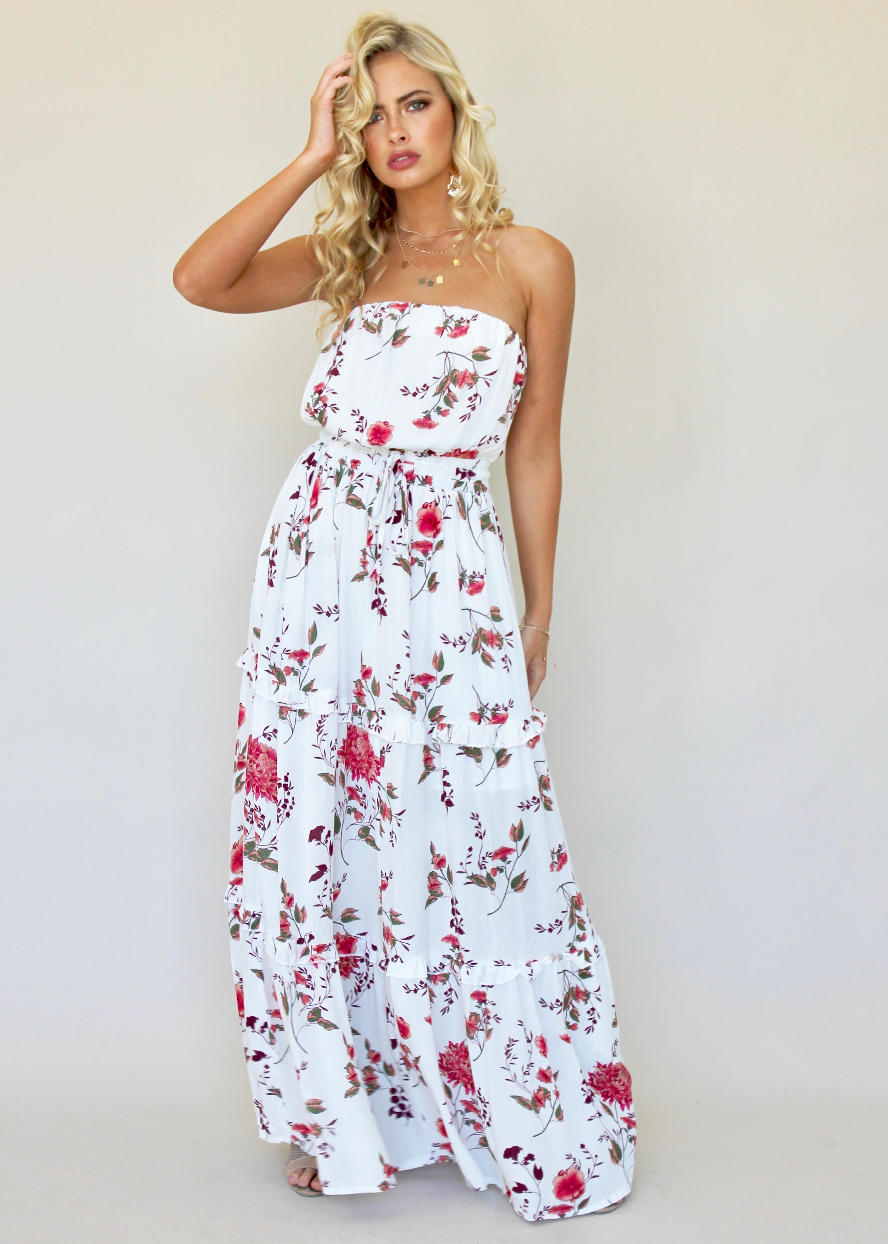 Lucina Strapless Dress - Pink Petal