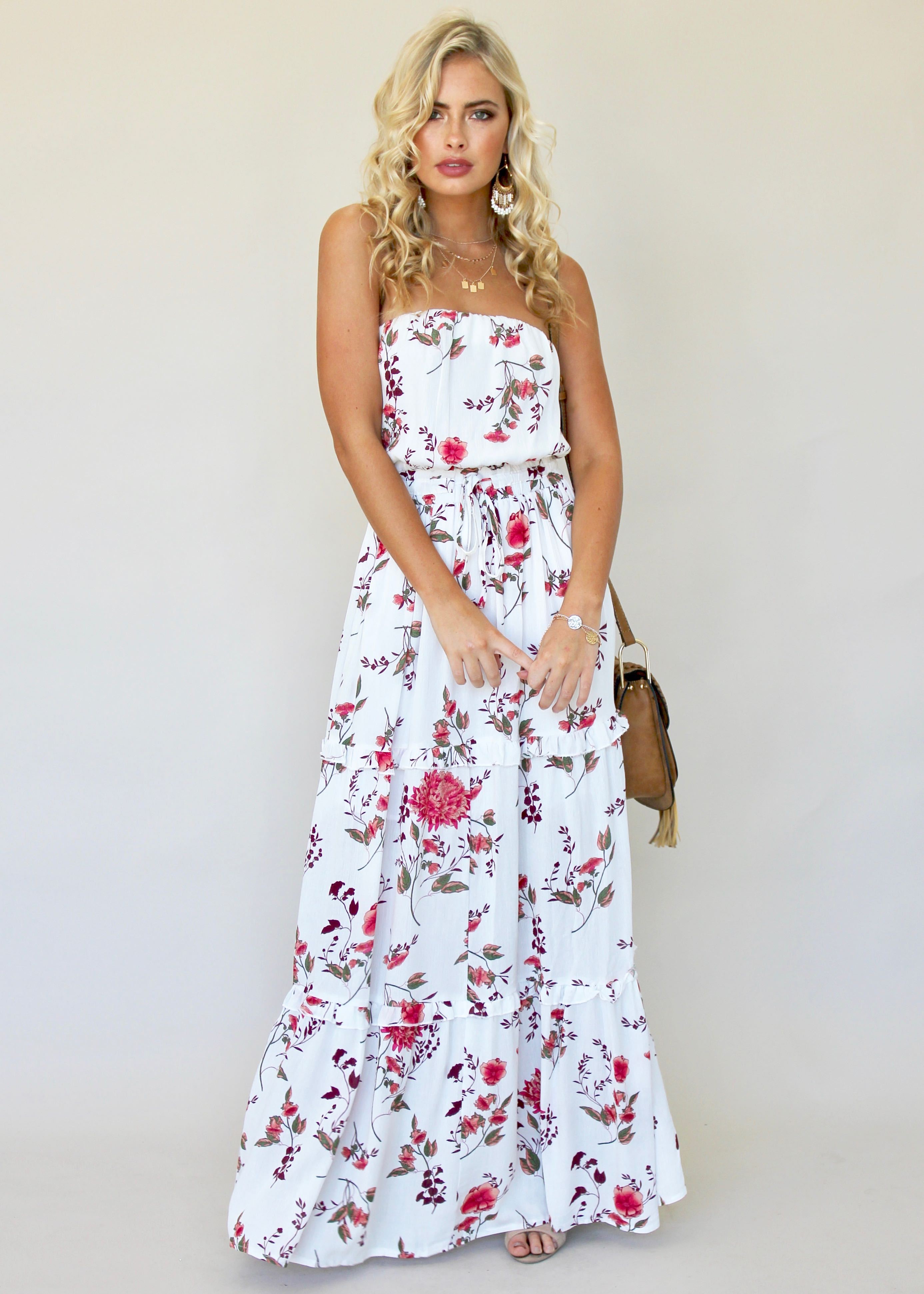 Lucina Strapless Dress - Pink Petal