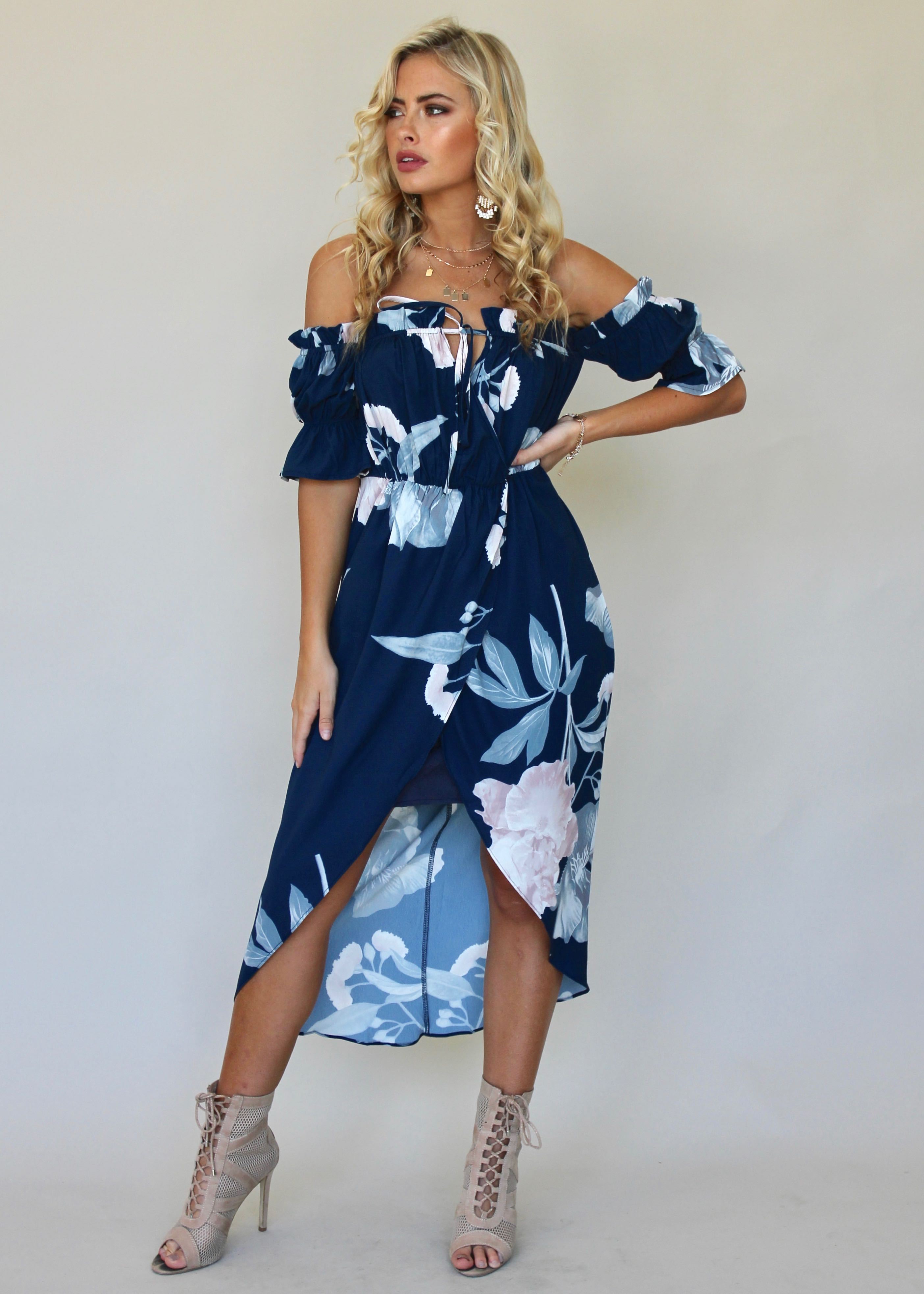 Kiss & Tell Midi Dress - Lapis
