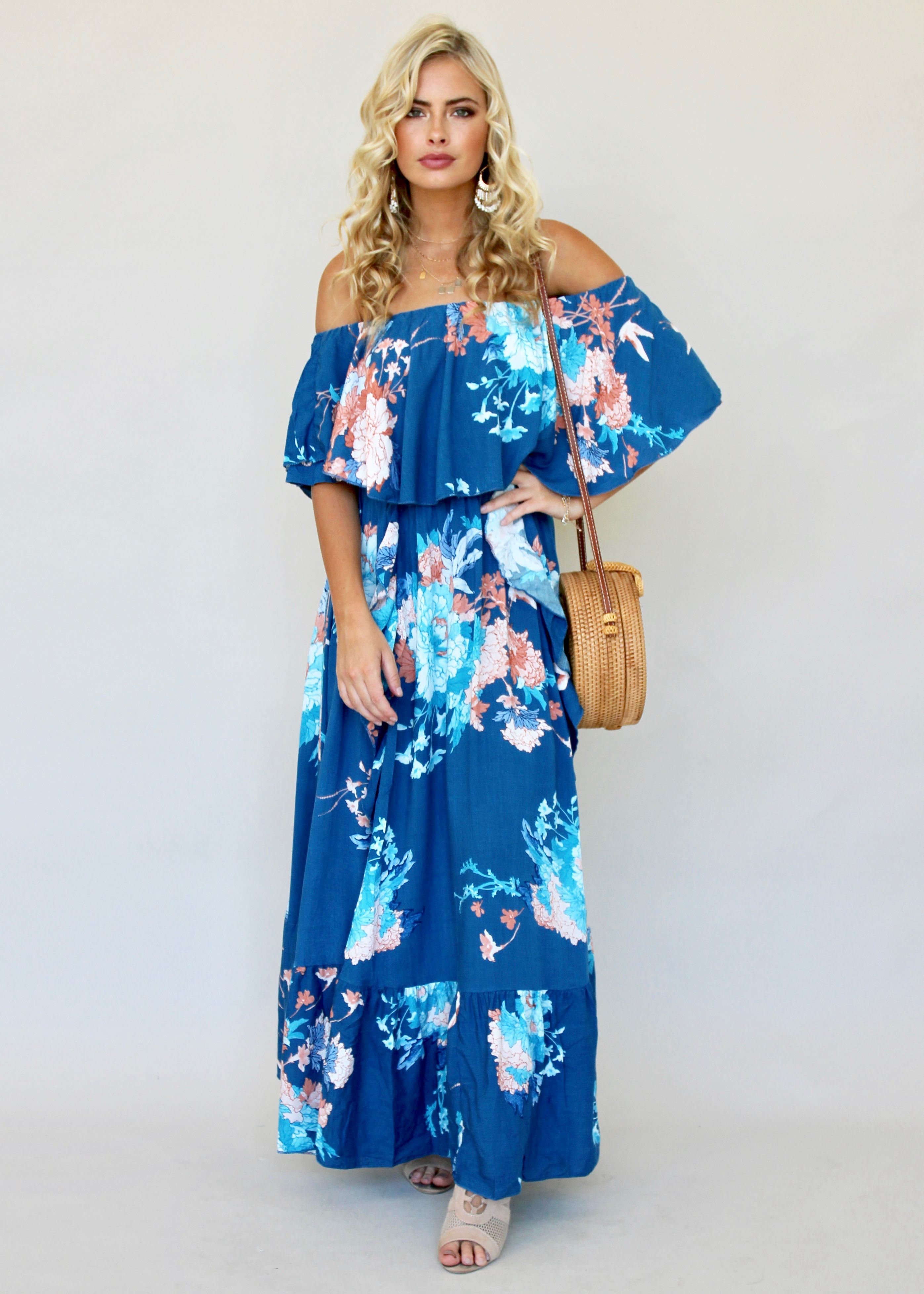 Georgie Off Shoulder Maxi Dress - Carnival