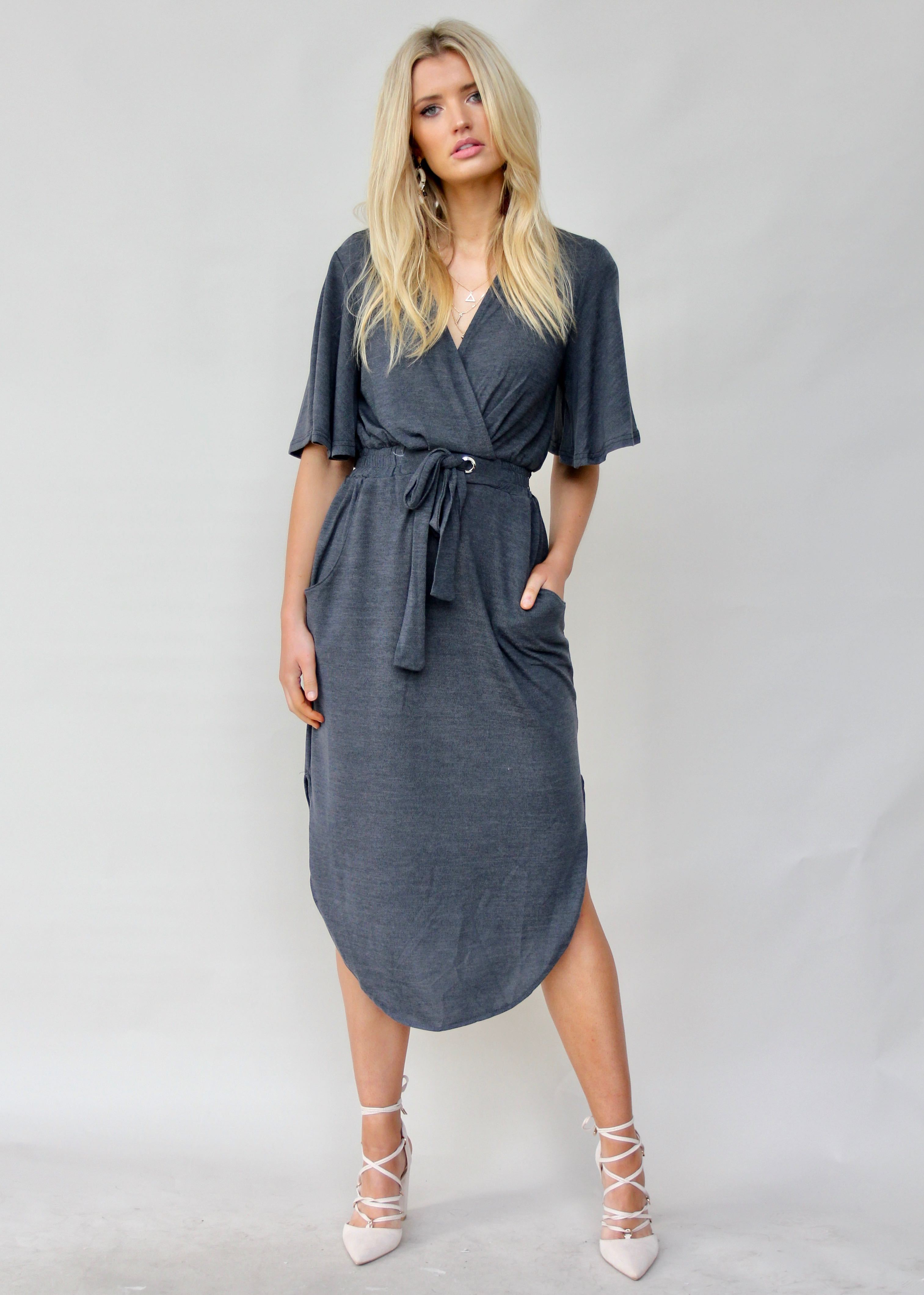 Run & Tell Midi Dress - Charcoal