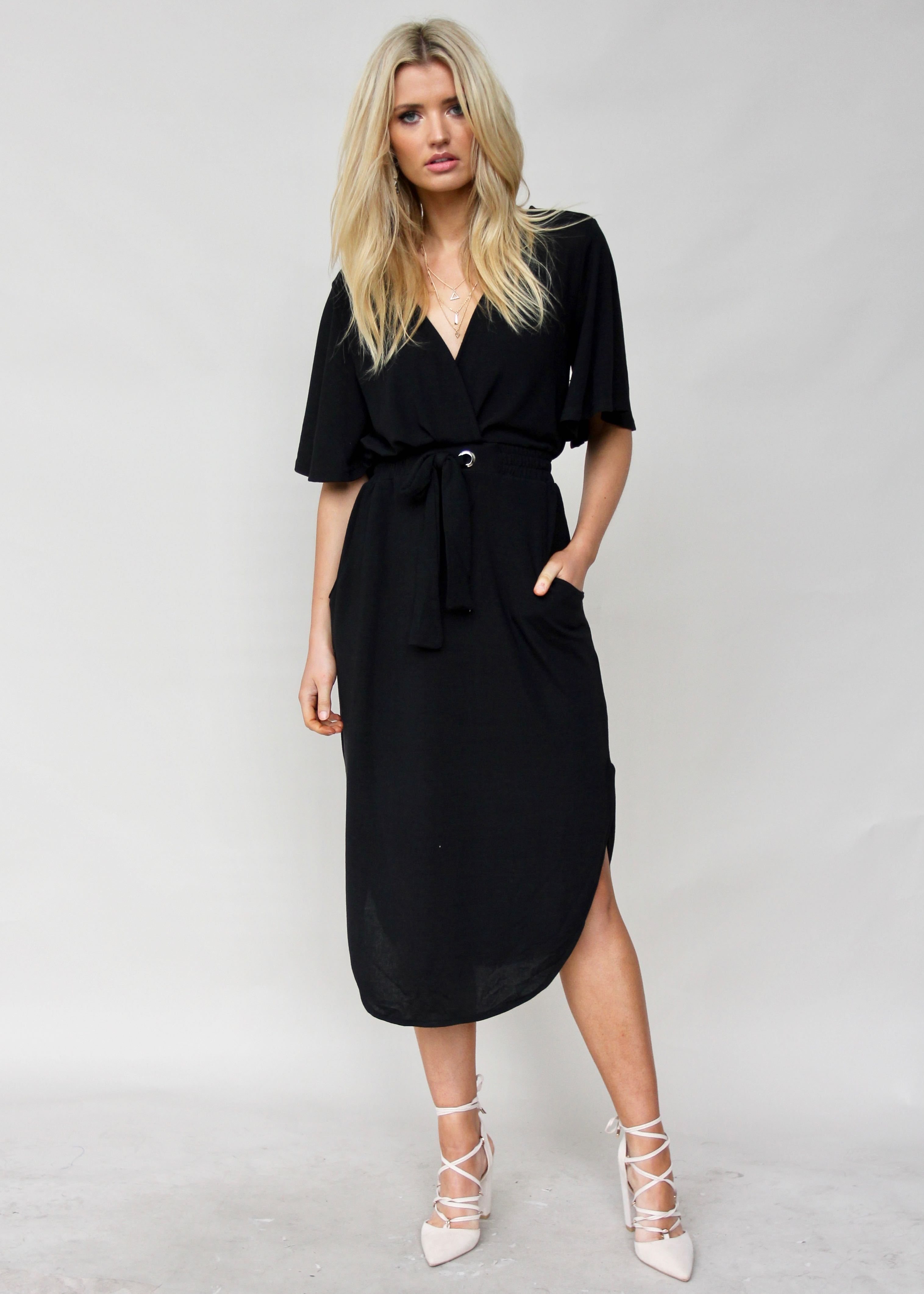 Run & Tell Midi Dress - Black