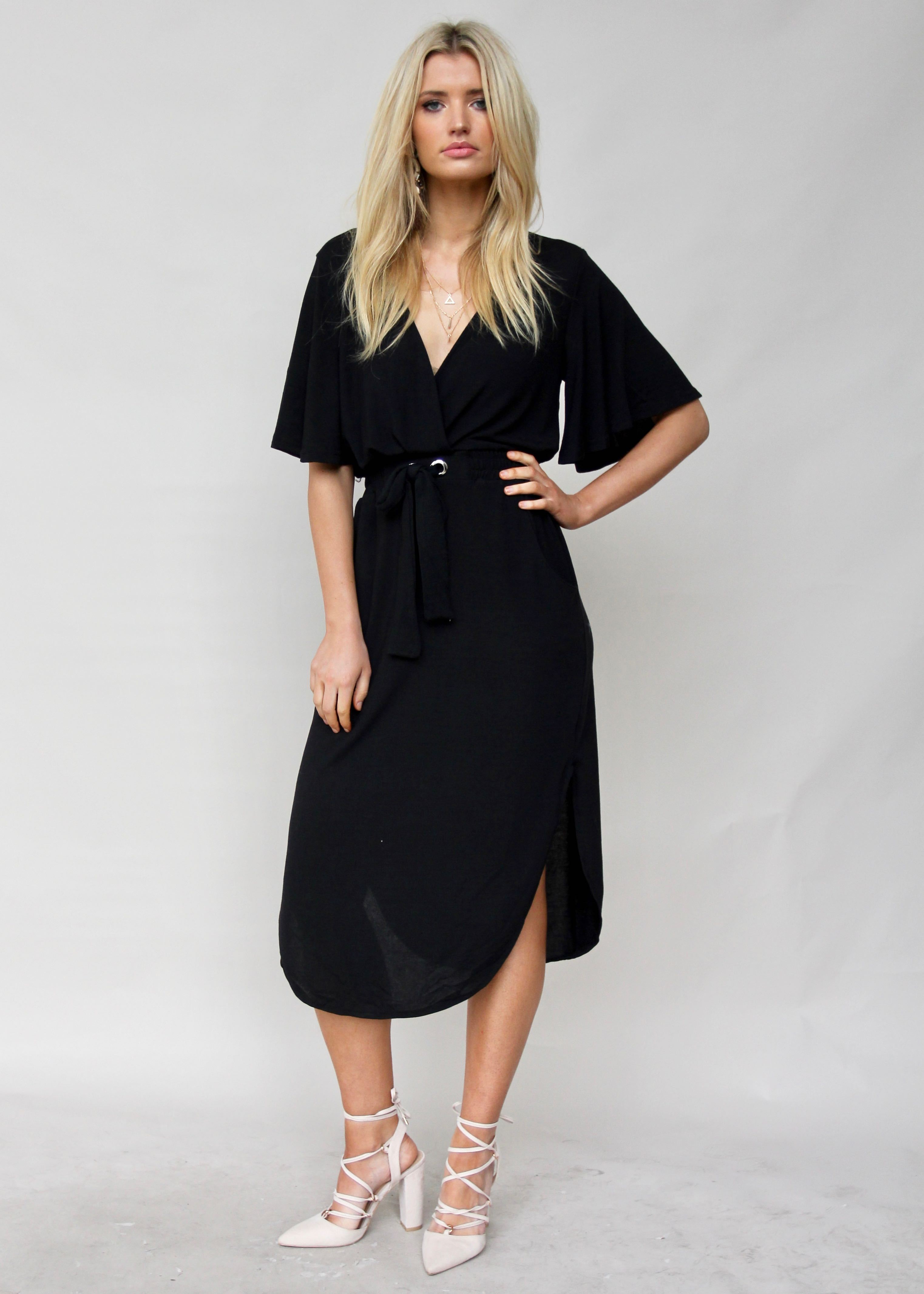Run & Tell Midi Dress - Black