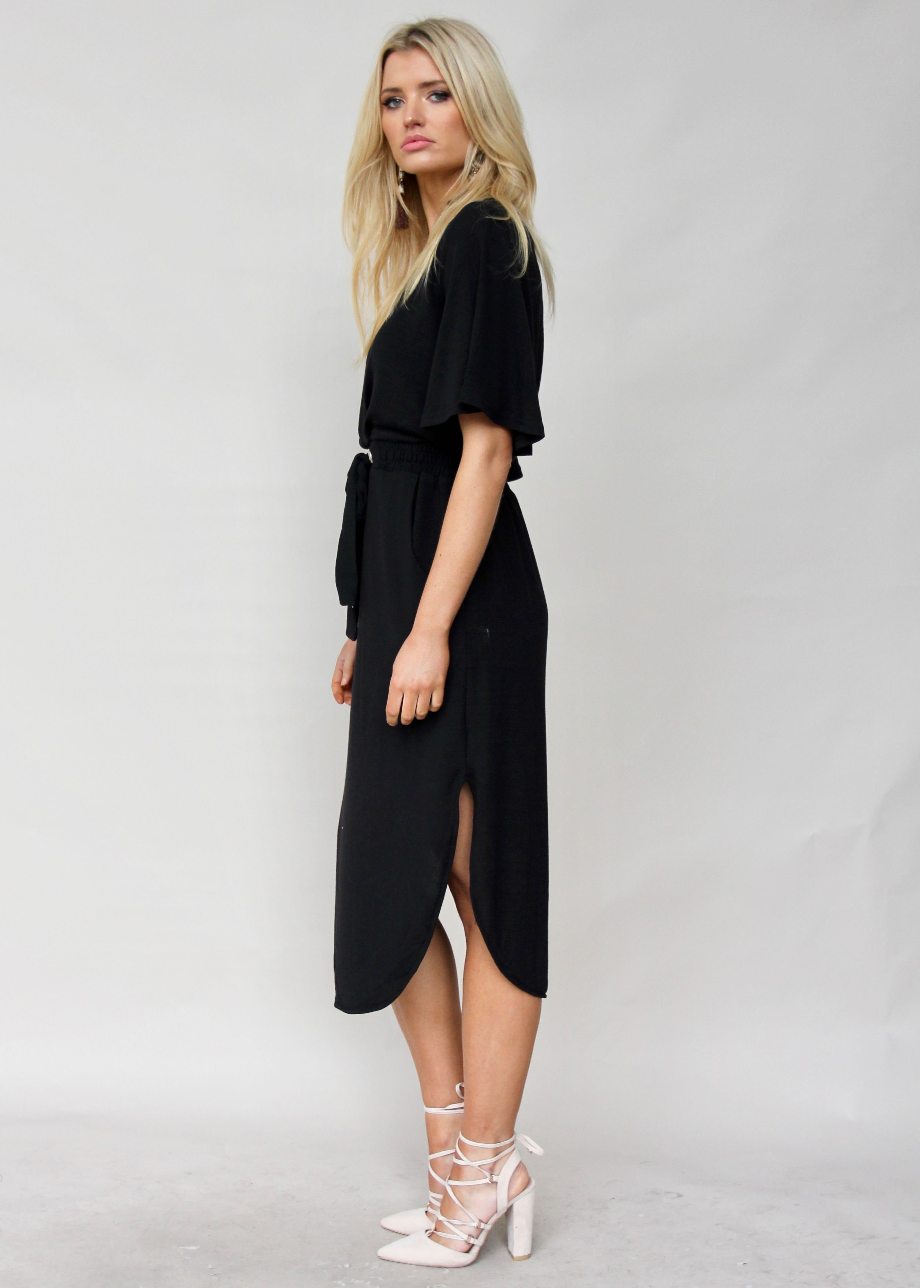 Run & Tell Midi Dress - Black