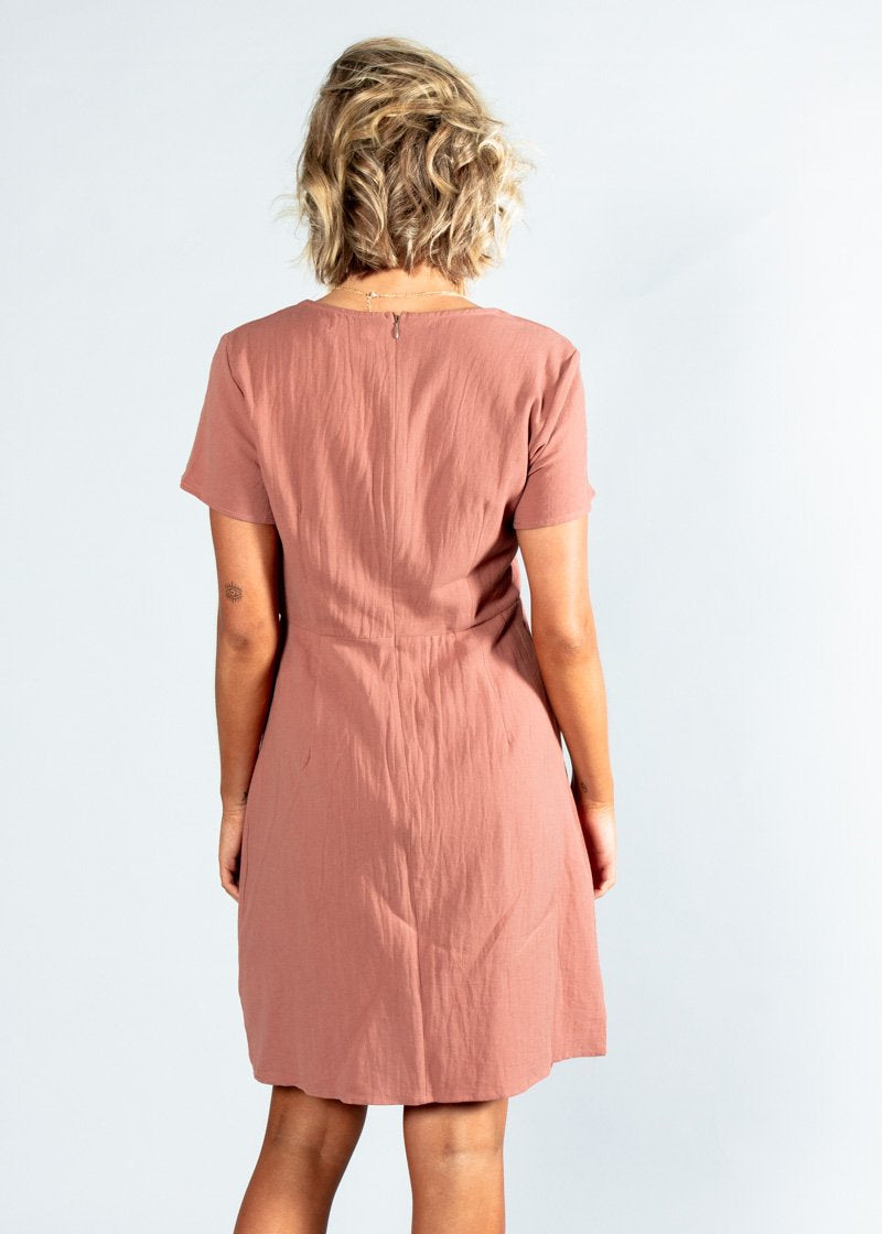 Rumour Has It Linen Dress - Dusty Rose