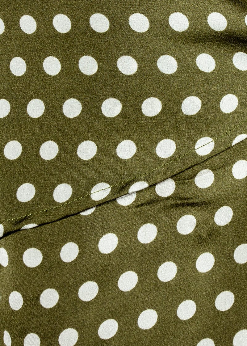 No Ordinary Love Midi Dress - Khaki Polka