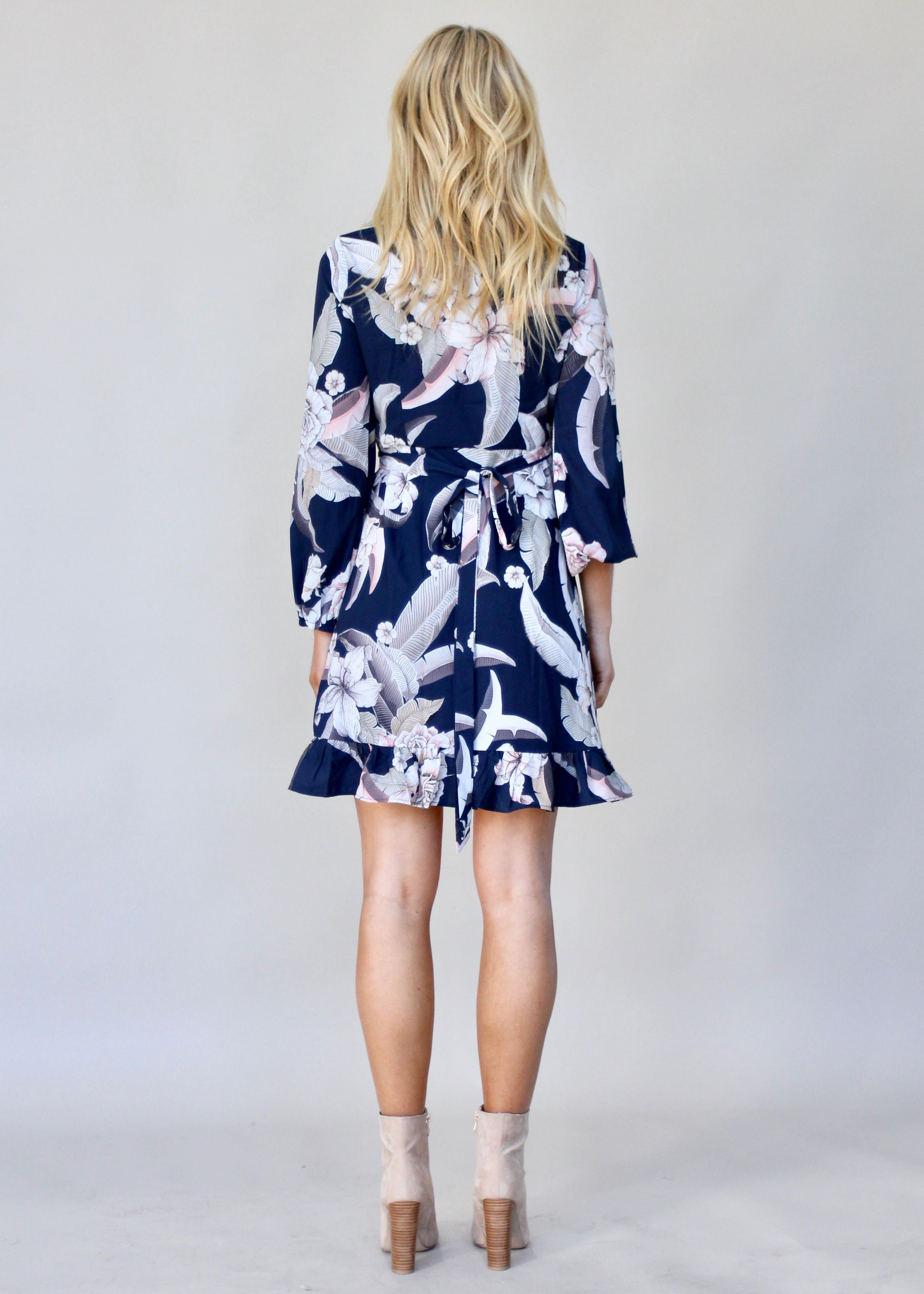 All Your Light Wrap Dress - Navy Floral