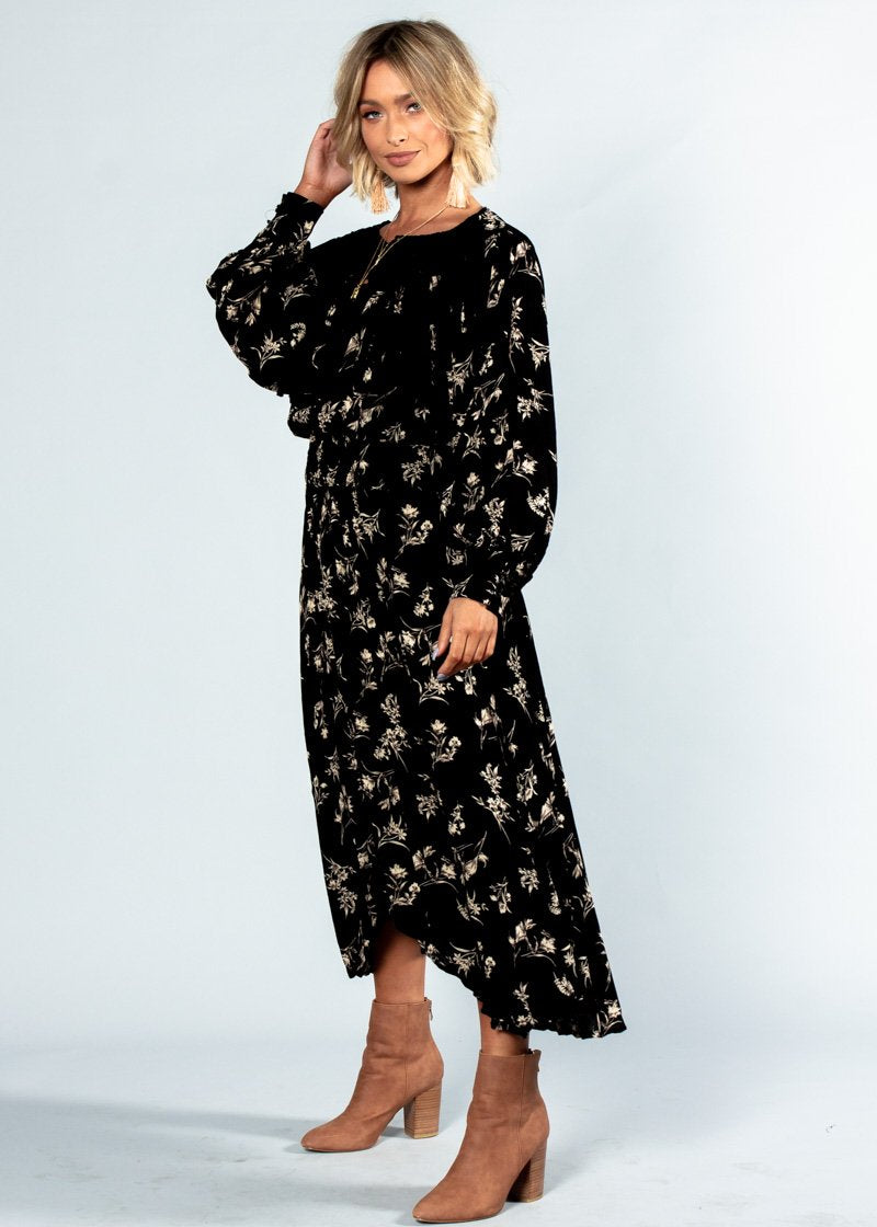 Be My All Fringe Maxi Dress - Black