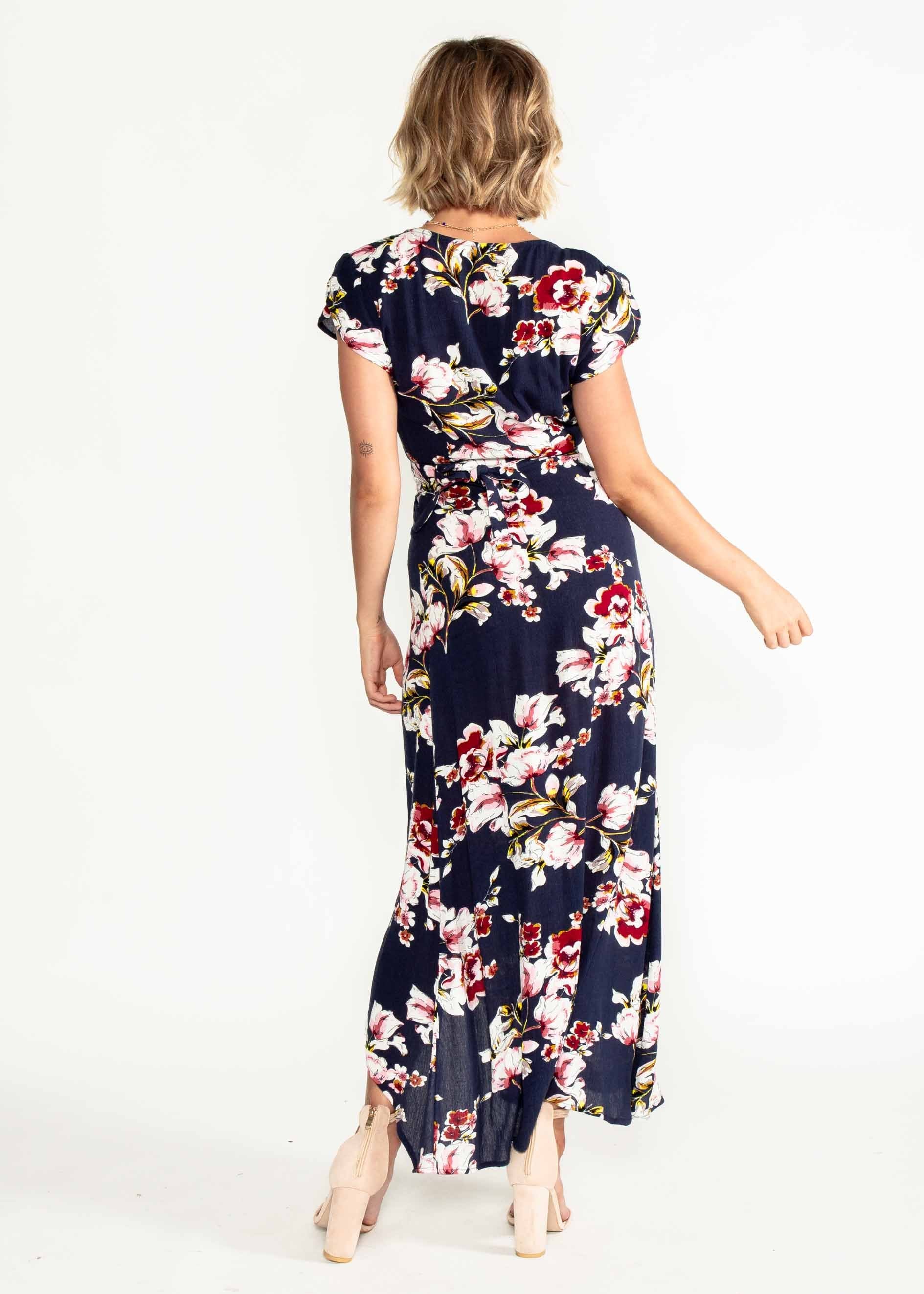 Cortez Maxi Wrap Dress - Roses
