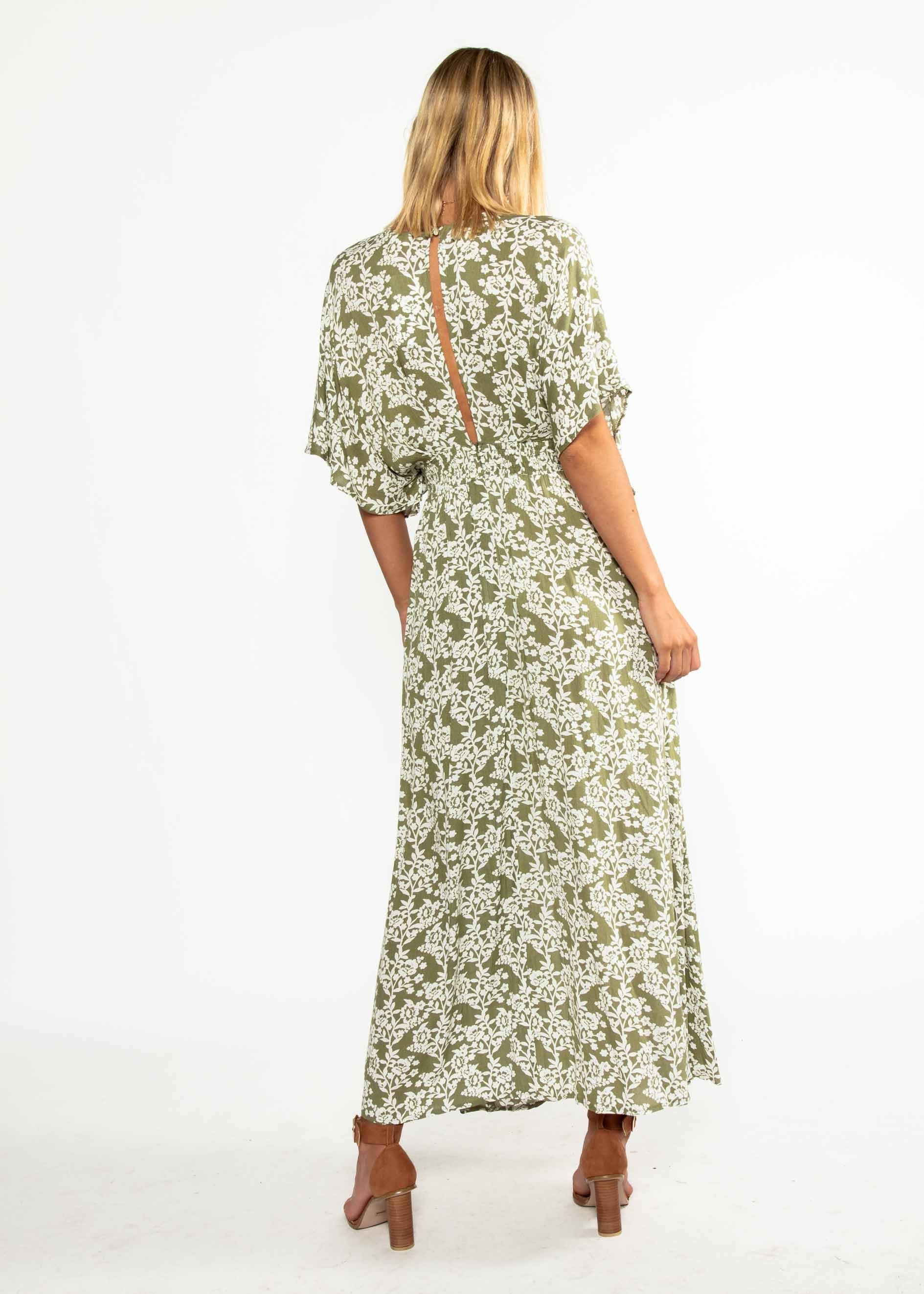 Glory Days Maxi Dress - Khaki Floral