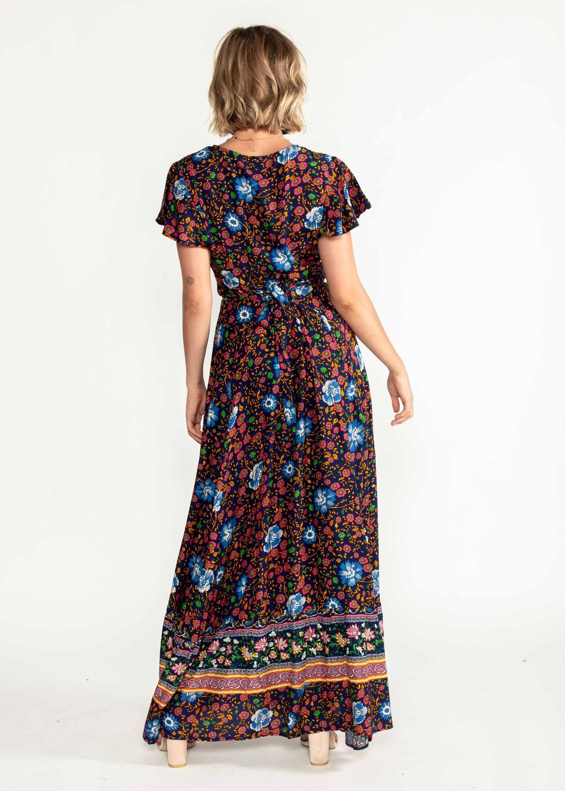 Mackenzie Wrap Maxi Dress - Navy Blossom