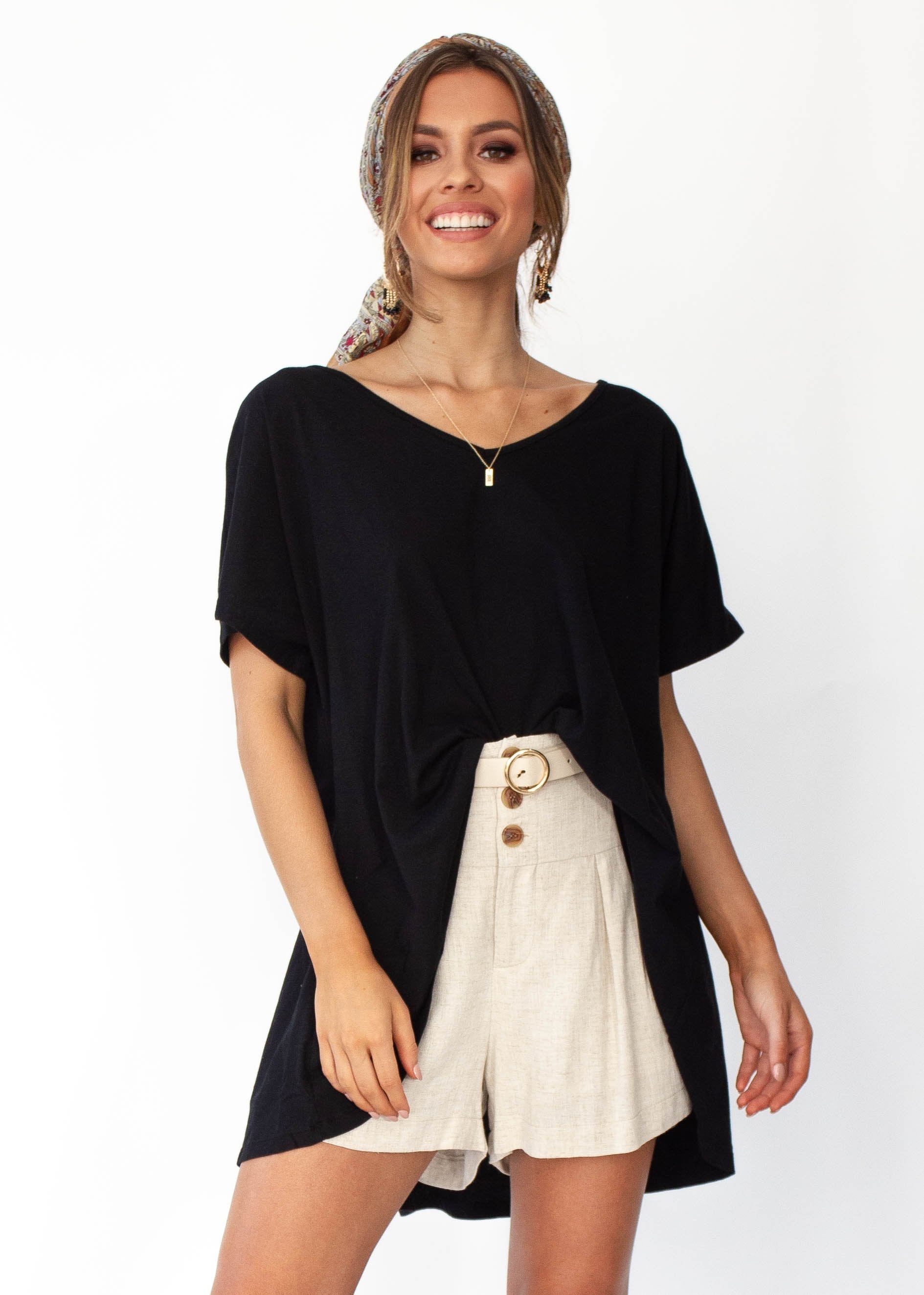 Hailey Hi-Lo Tee - Black