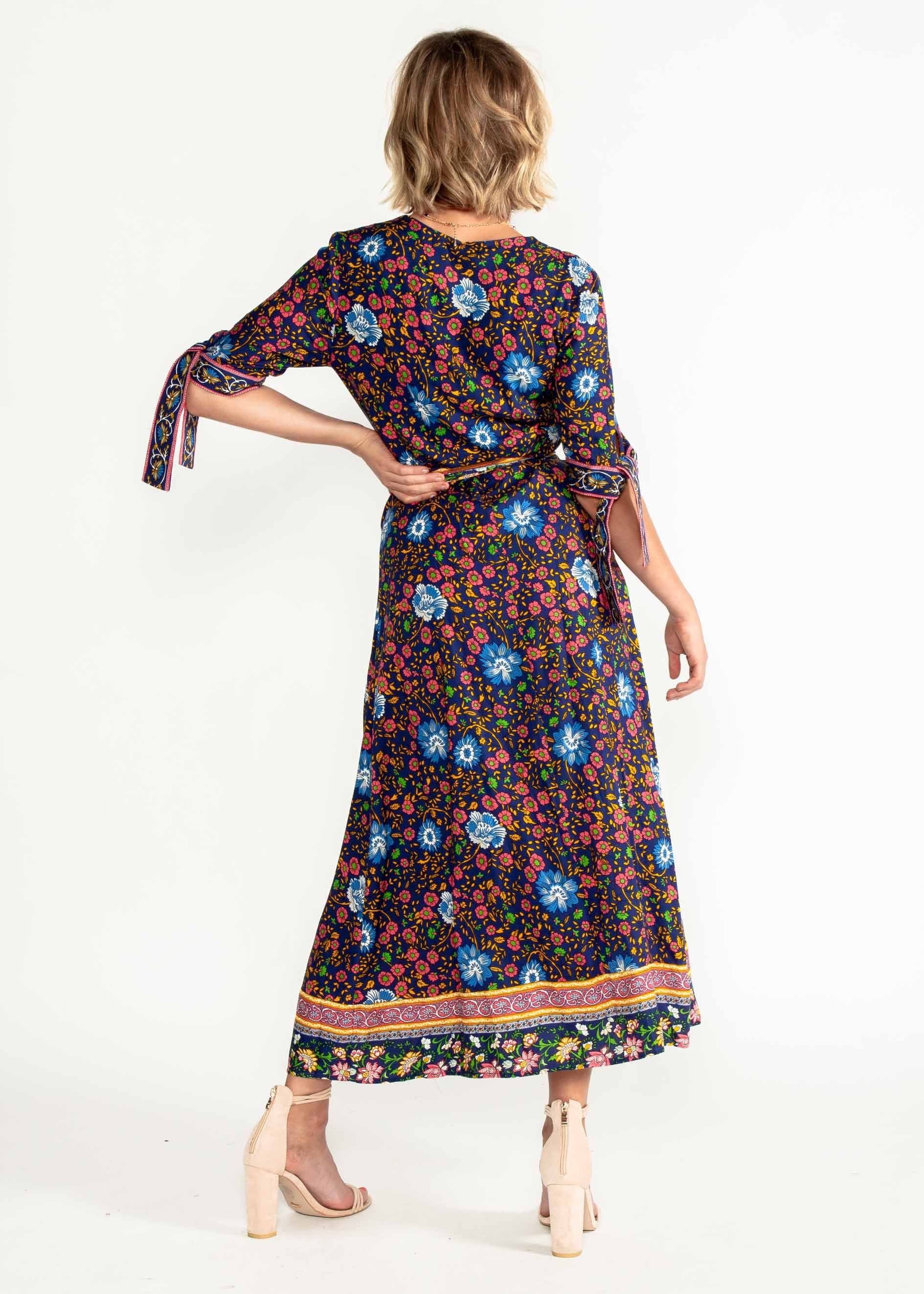 Beyond Dreams Wrap Maxi Dress - Navy Blossom