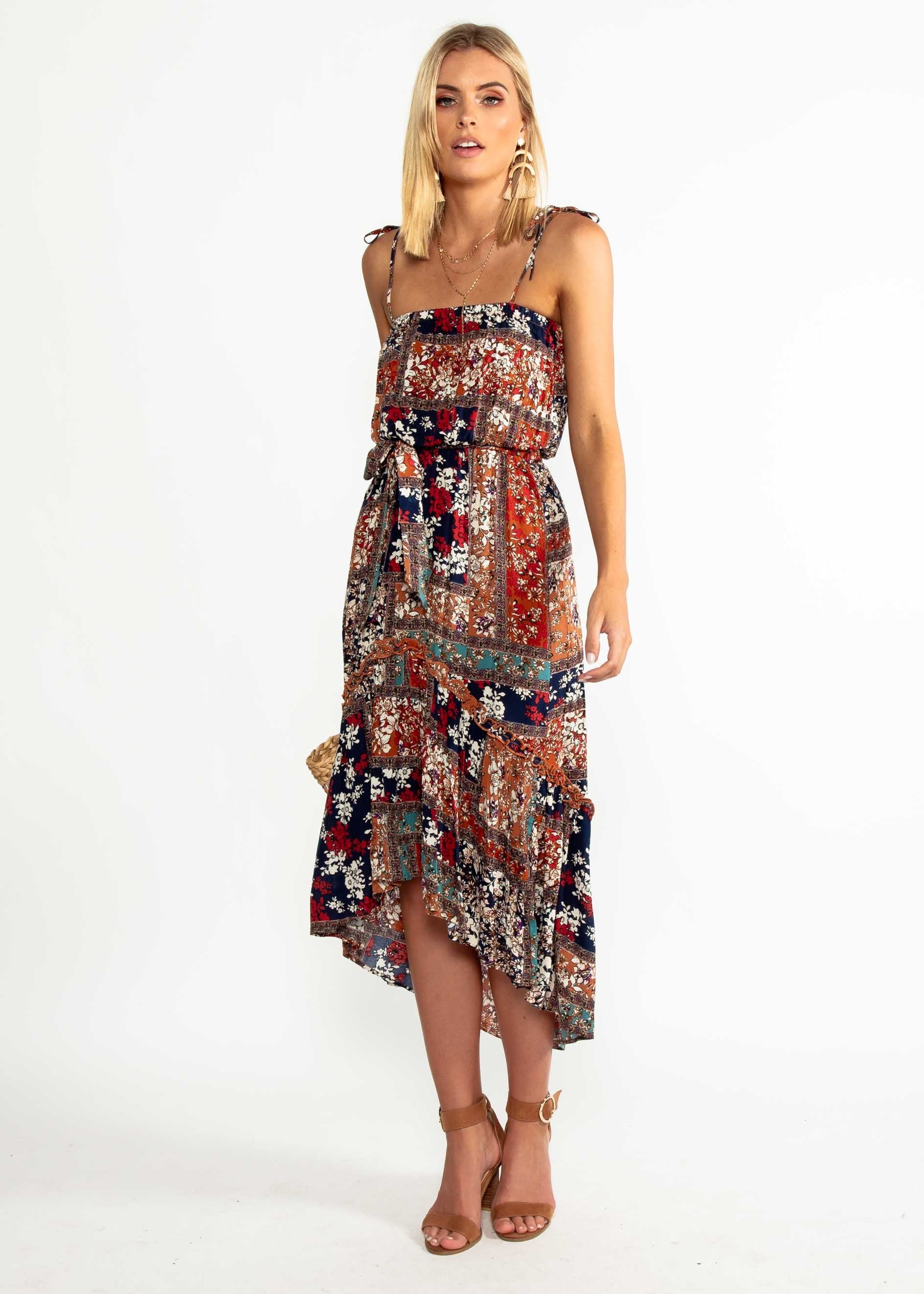 Nathalia Hi-Lo Midi Dress - Moroccan Floral