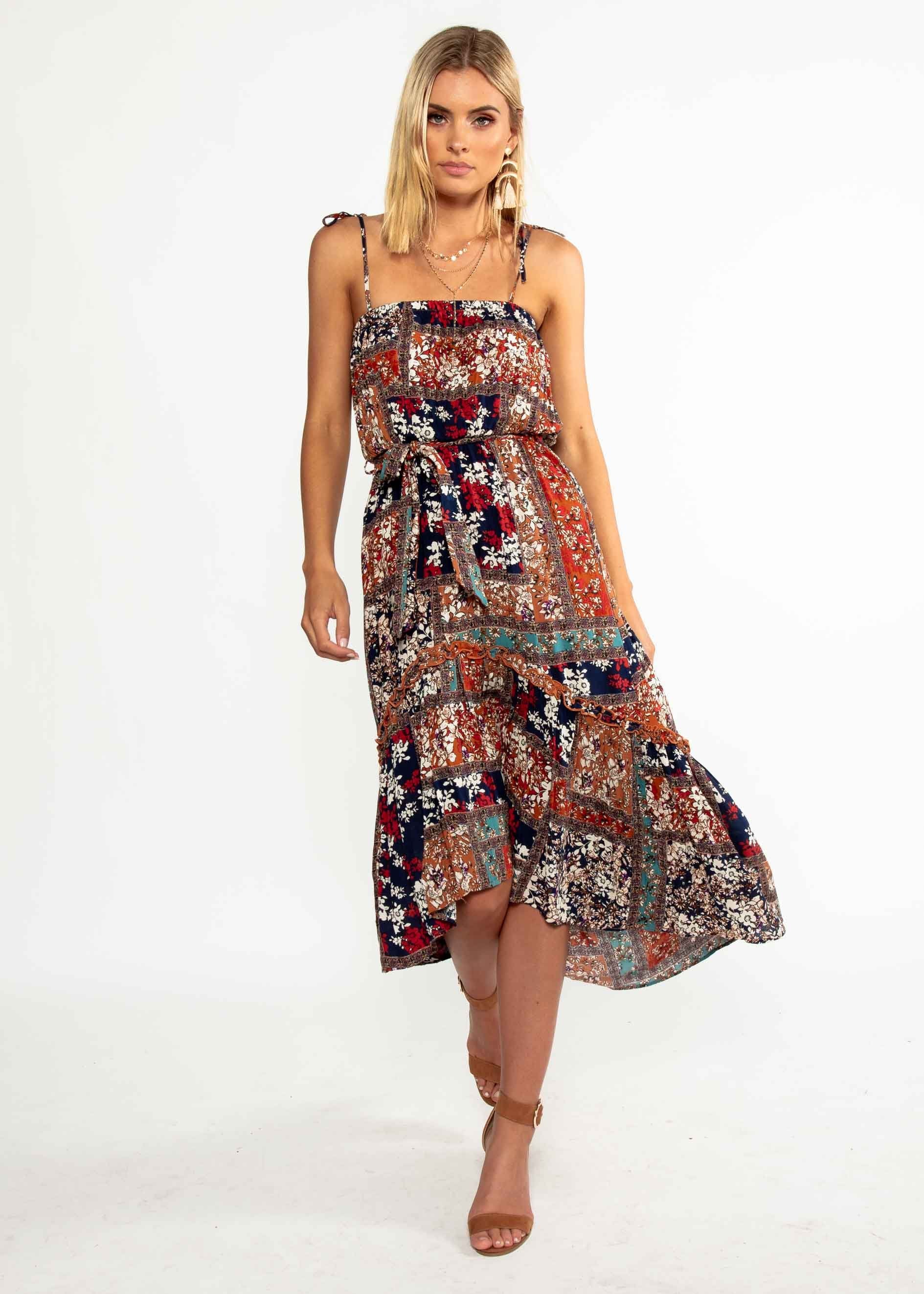 Nathalia Hi-Lo Midi Dress - Moroccan Floral