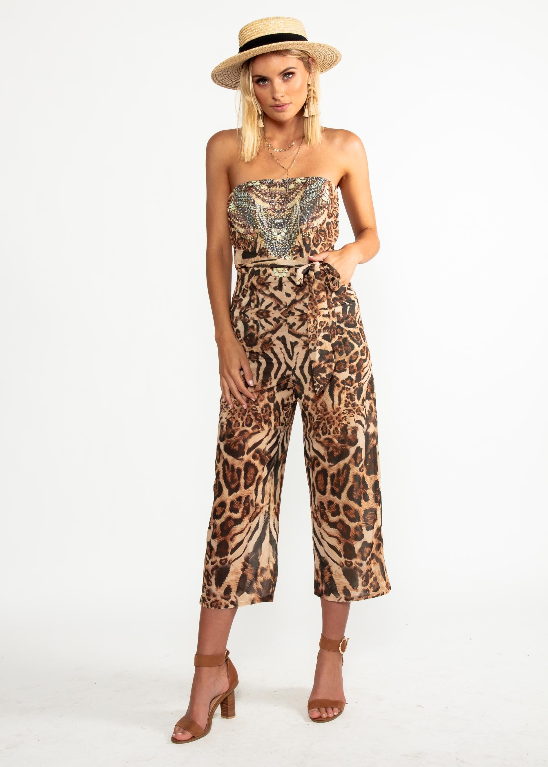 Novella Strapless Pantsuit - Jaguar