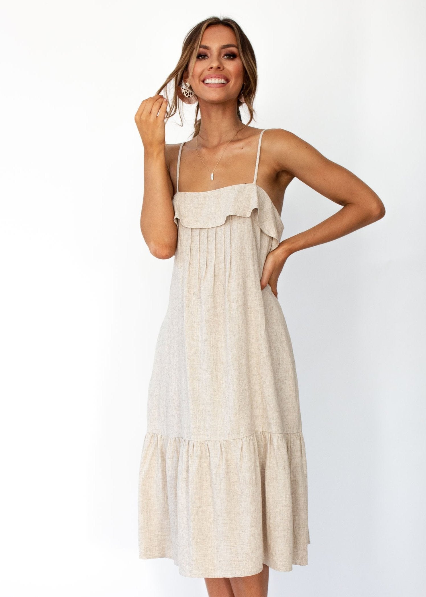 Women's Head In The Clouds Midi Dress - Natural