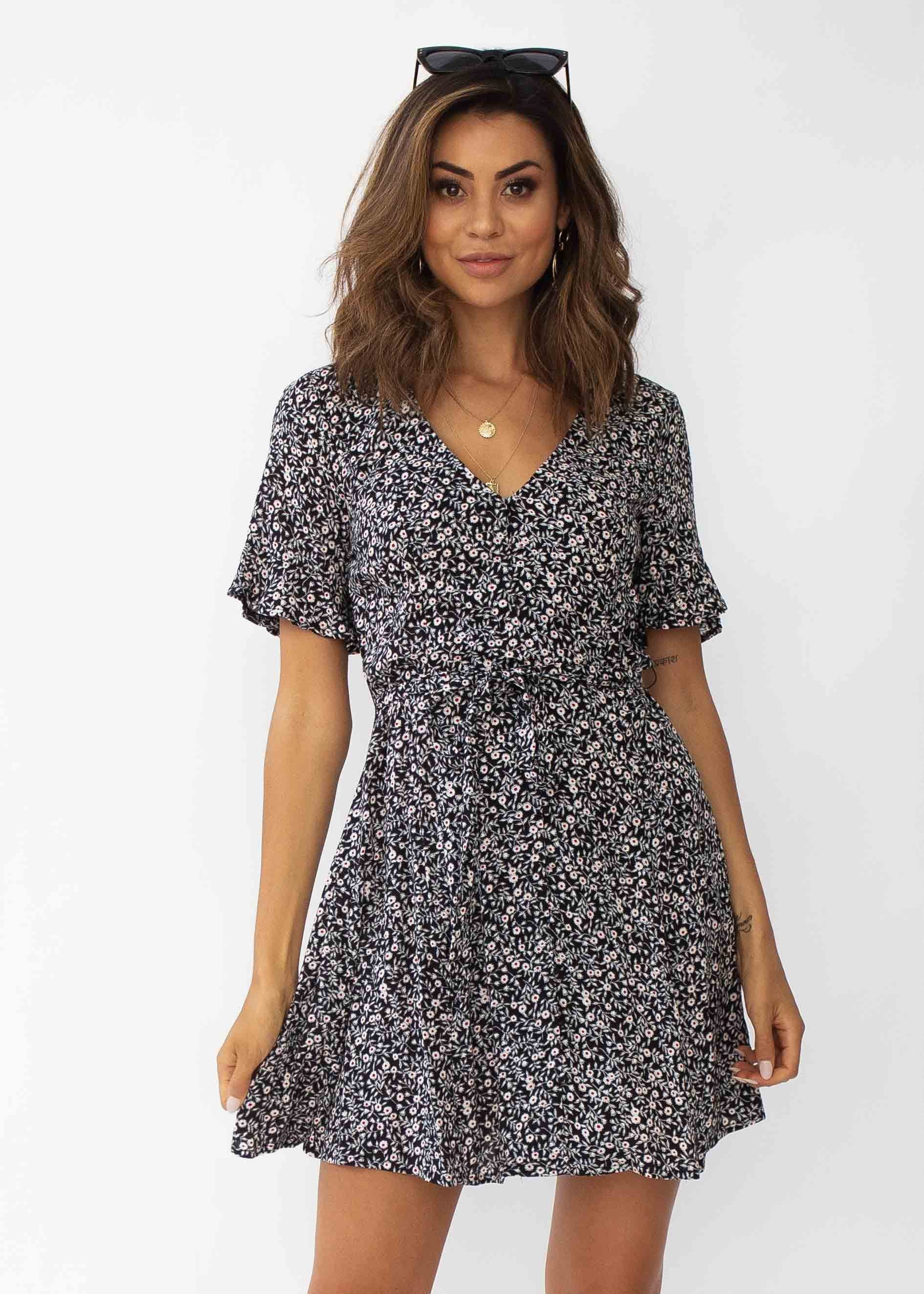 Risk Taker Dress - Black Floral