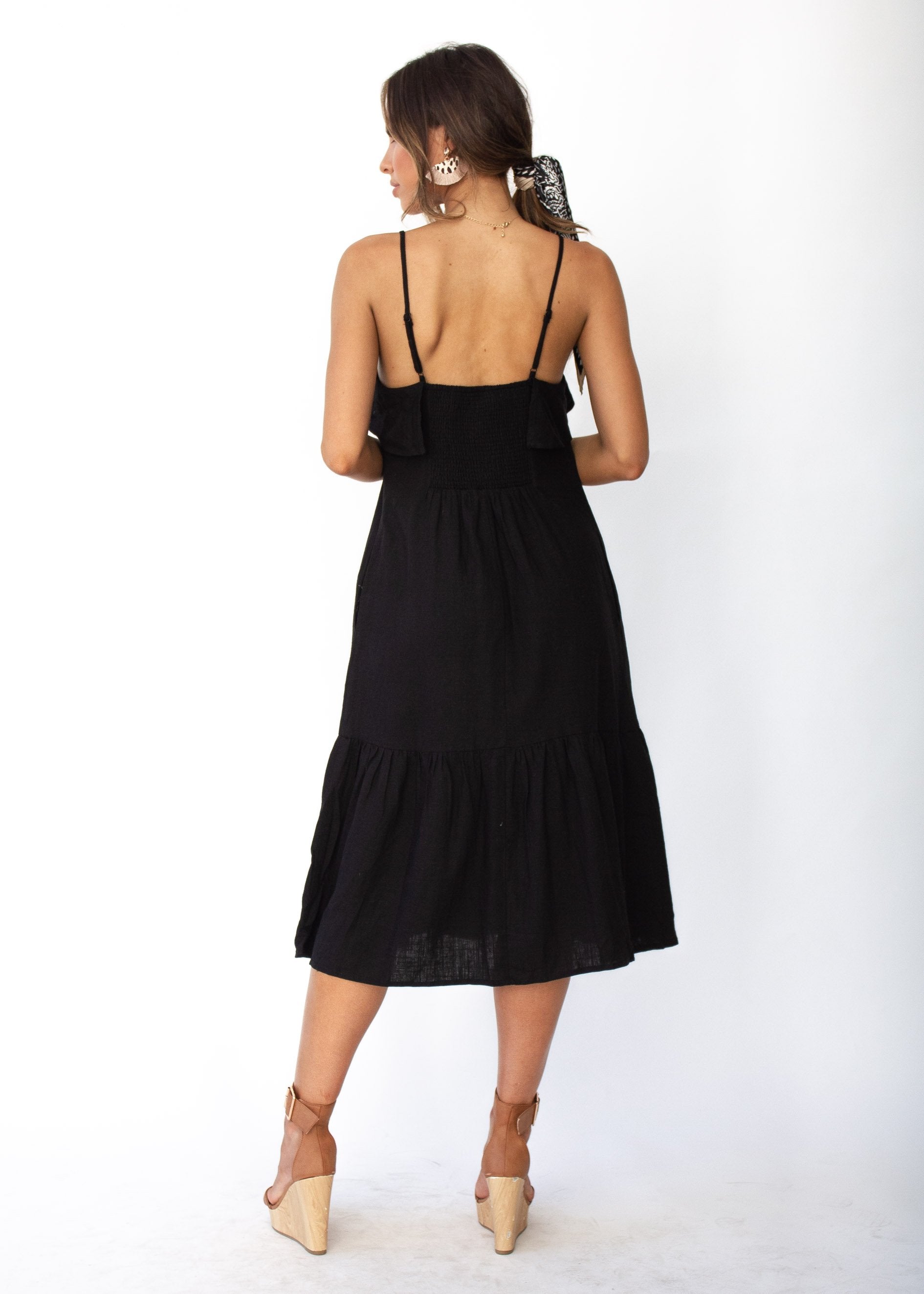 Head In The Clouds Midi Dress - Black