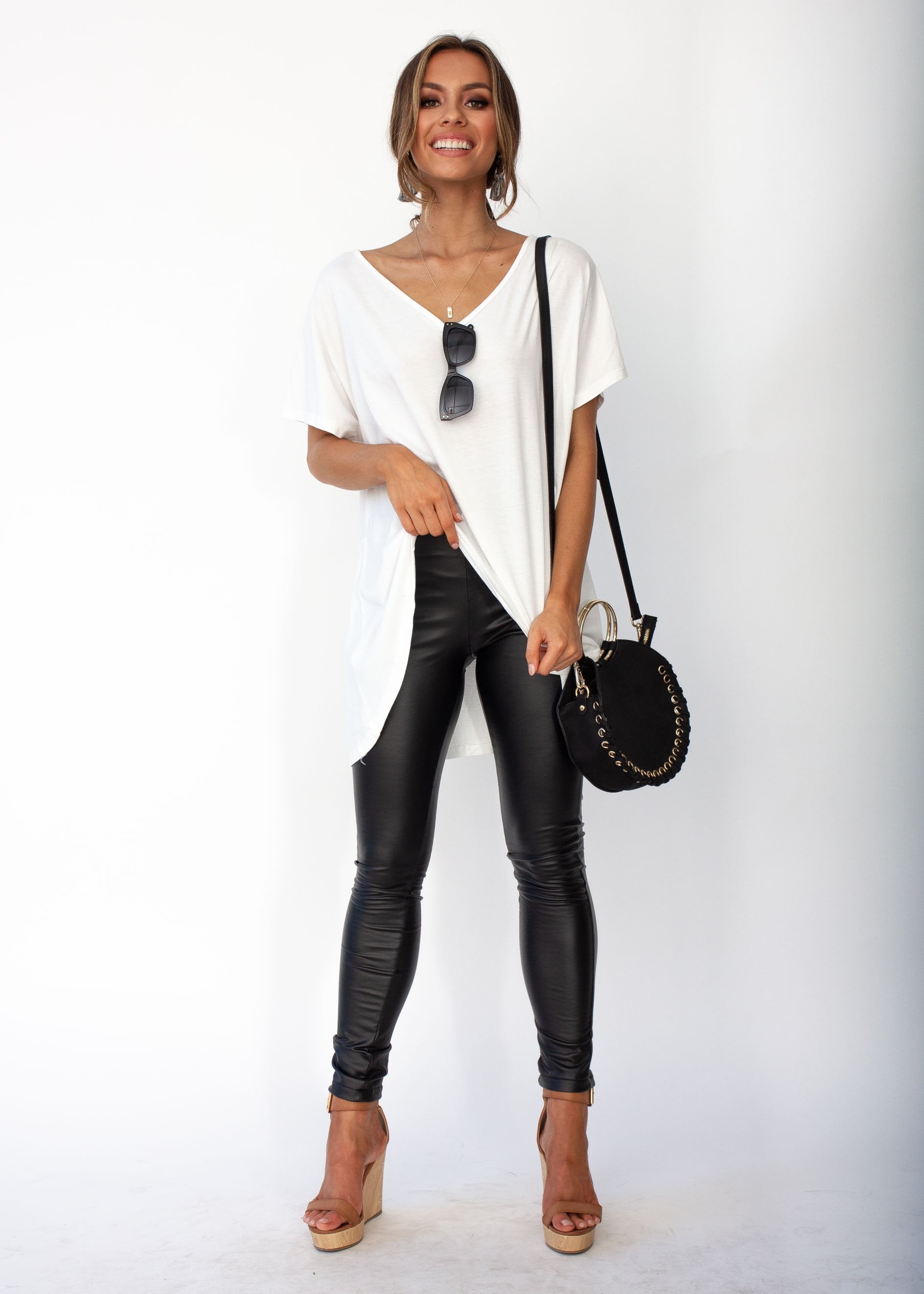 Celeste Leather Look Pants - Black