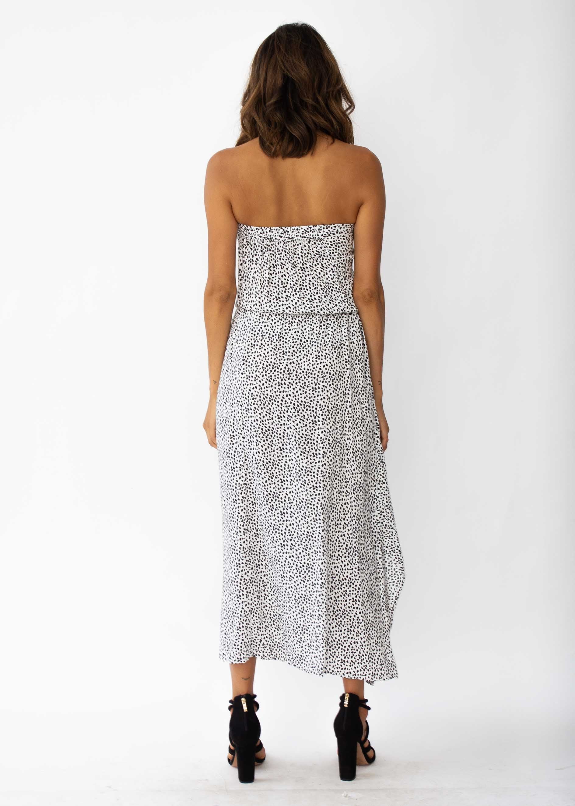 New Freedom Strapless Maxi Dress - White Spot