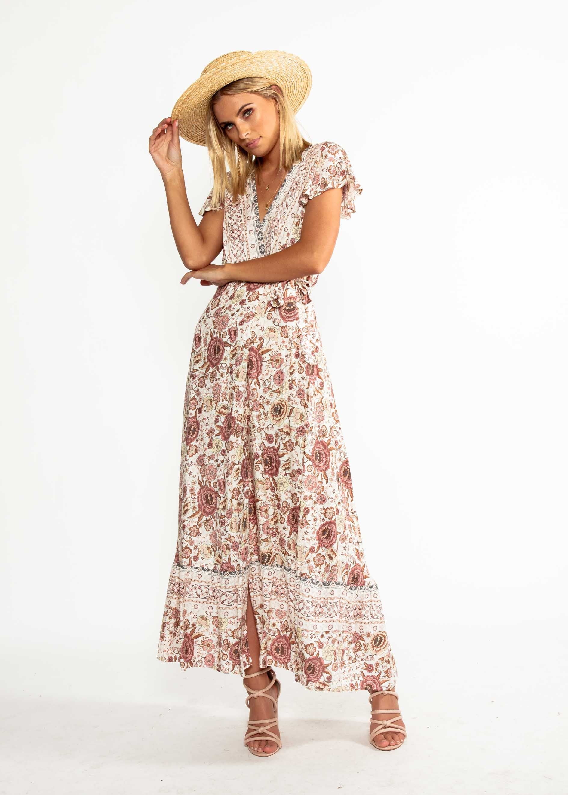 Mackenzie Wrap Maxi Dress - Vintage Rose