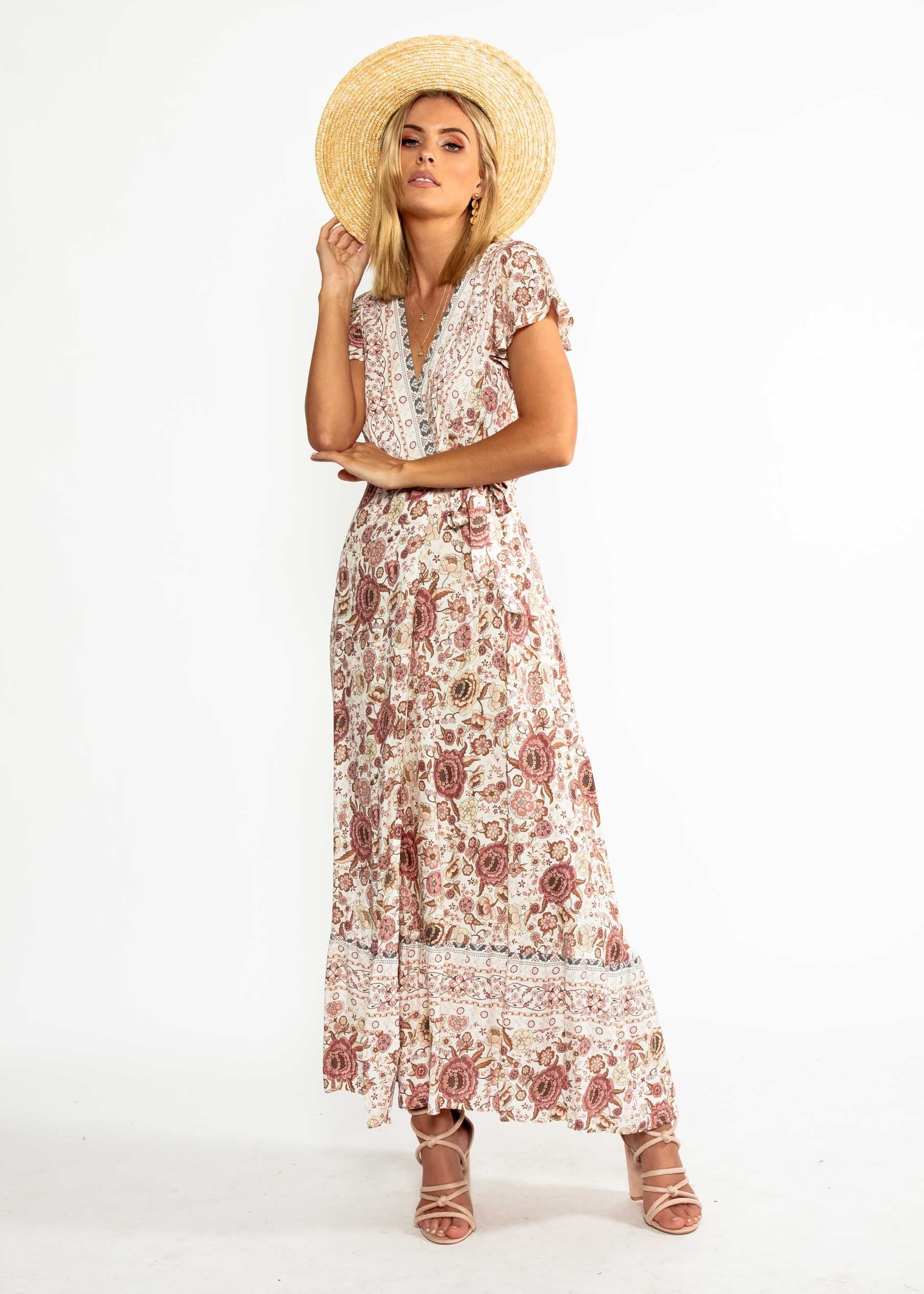 Mackenzie Wrap Maxi Dress - Vintage Rose