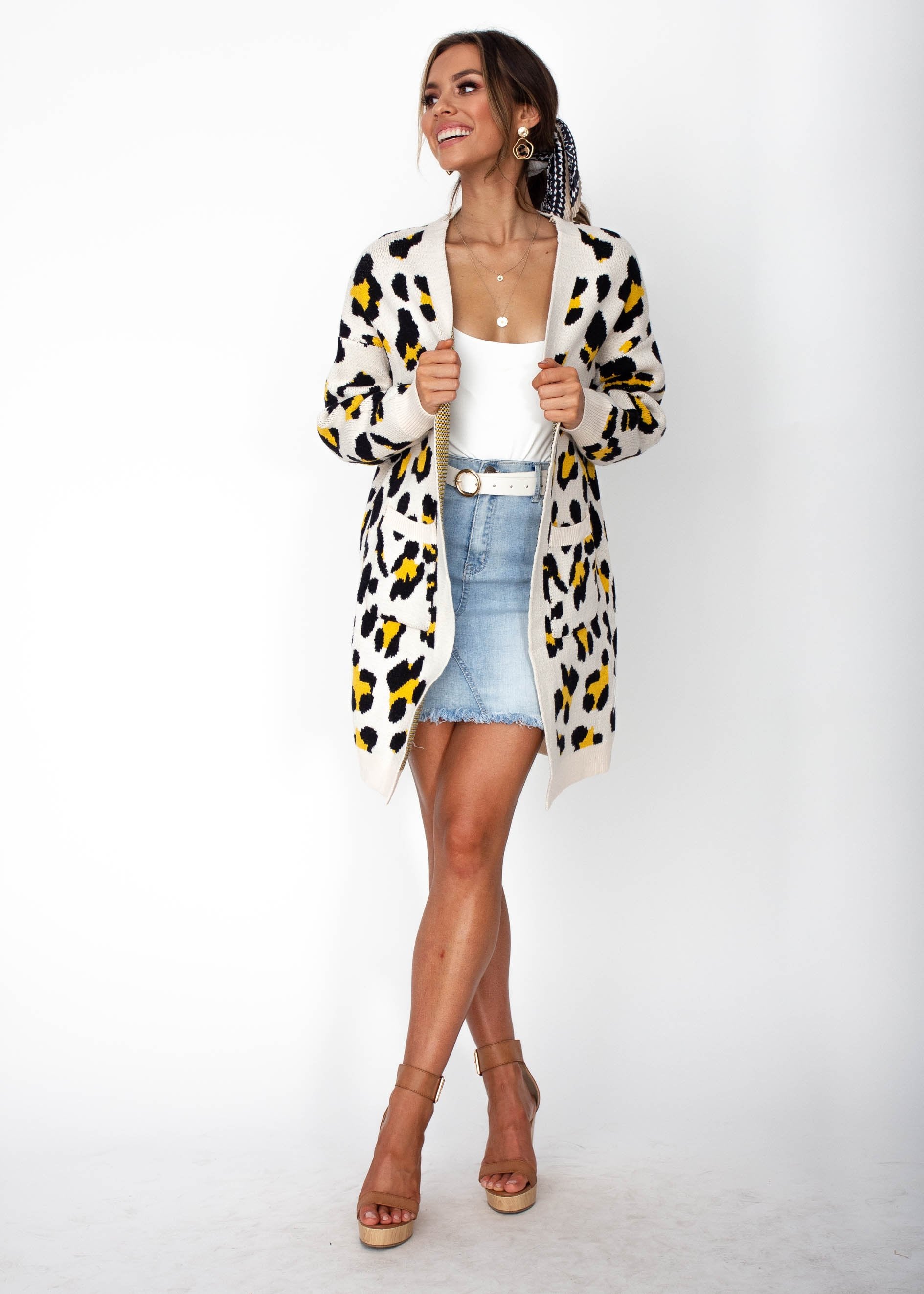 Cloud Dancer Cardi - Cream Leopard