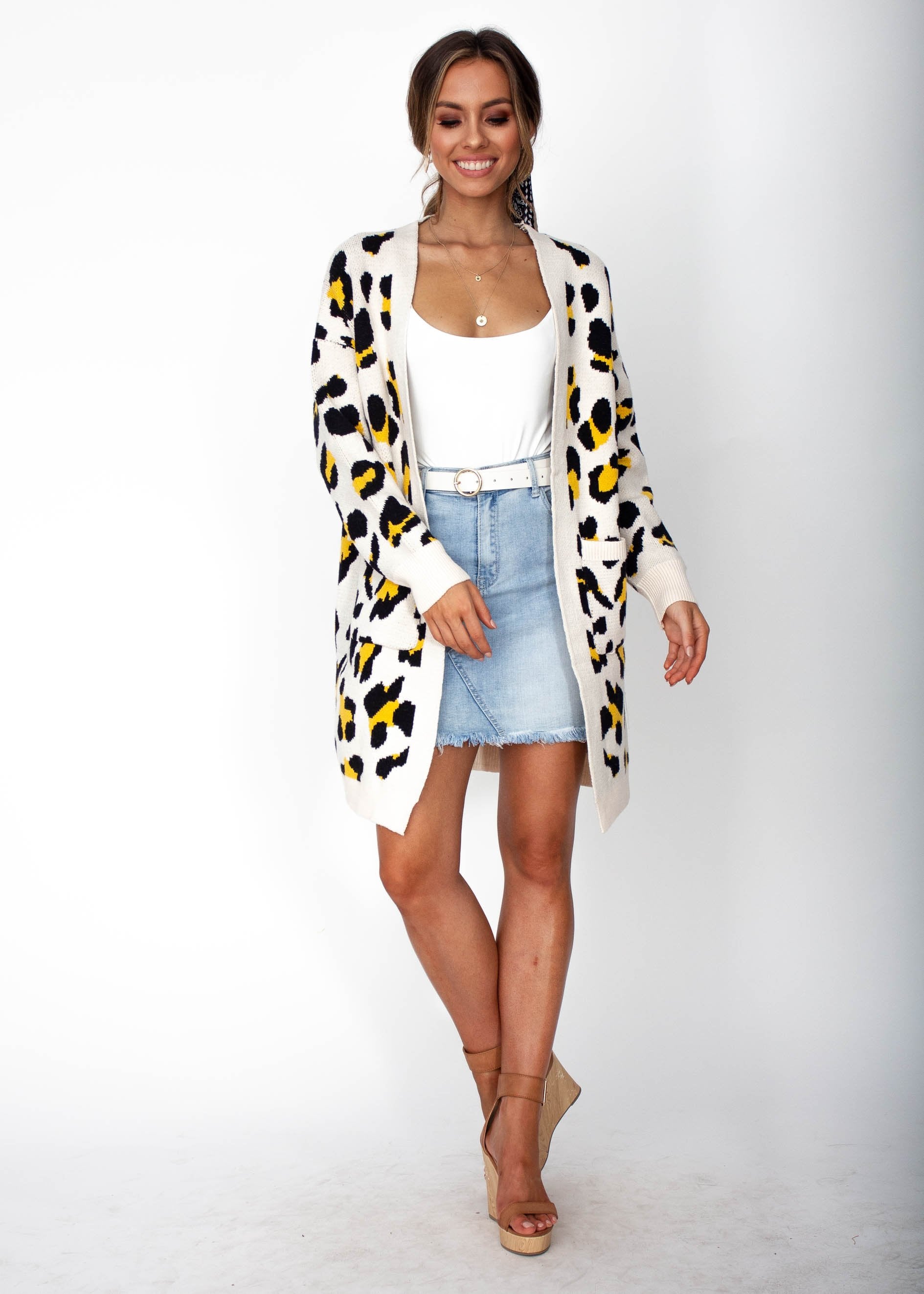 Cloud Dancer Cardi - Cream Leopard