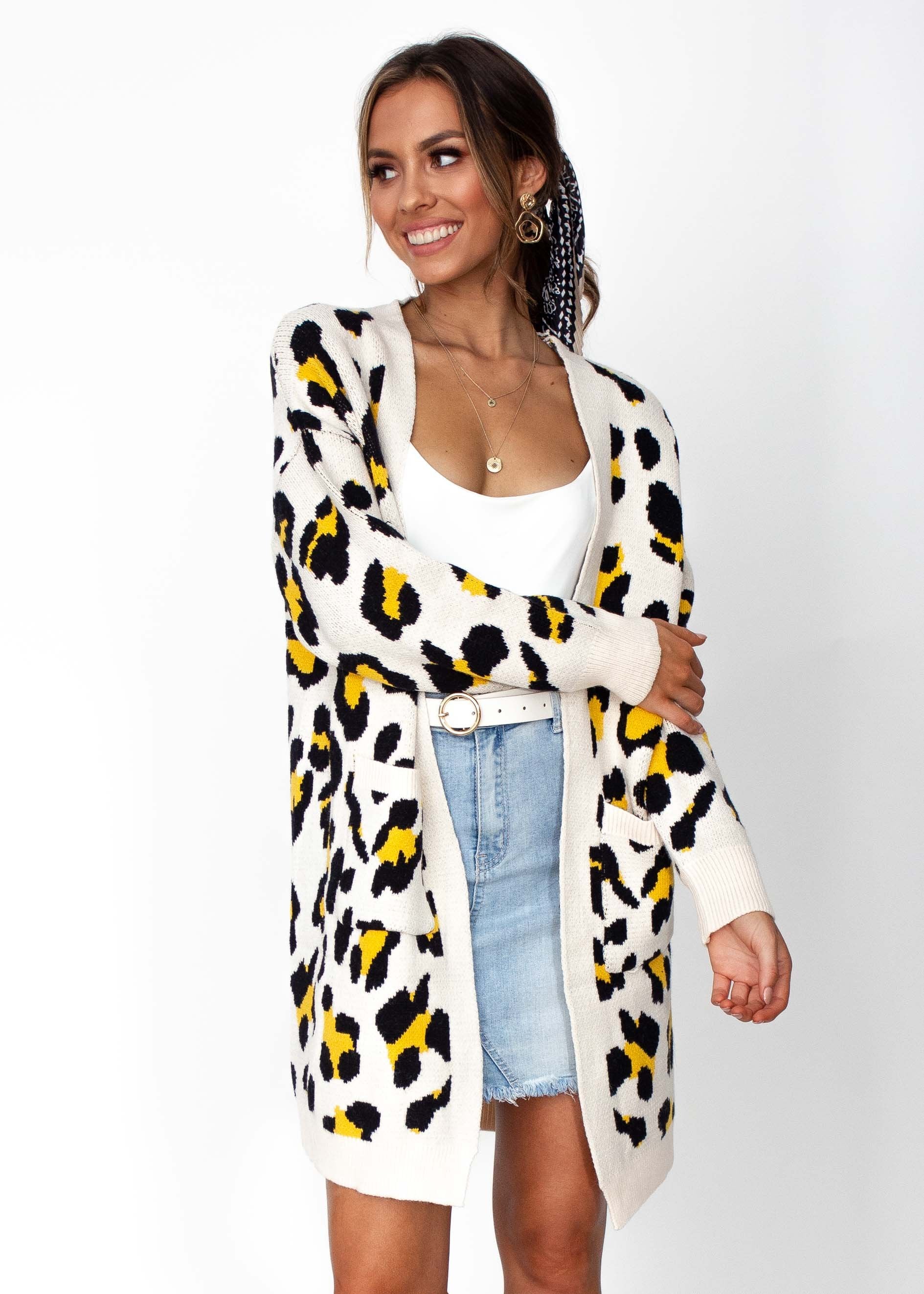 Cloud Dancer Cardigan - Cream Leopard
