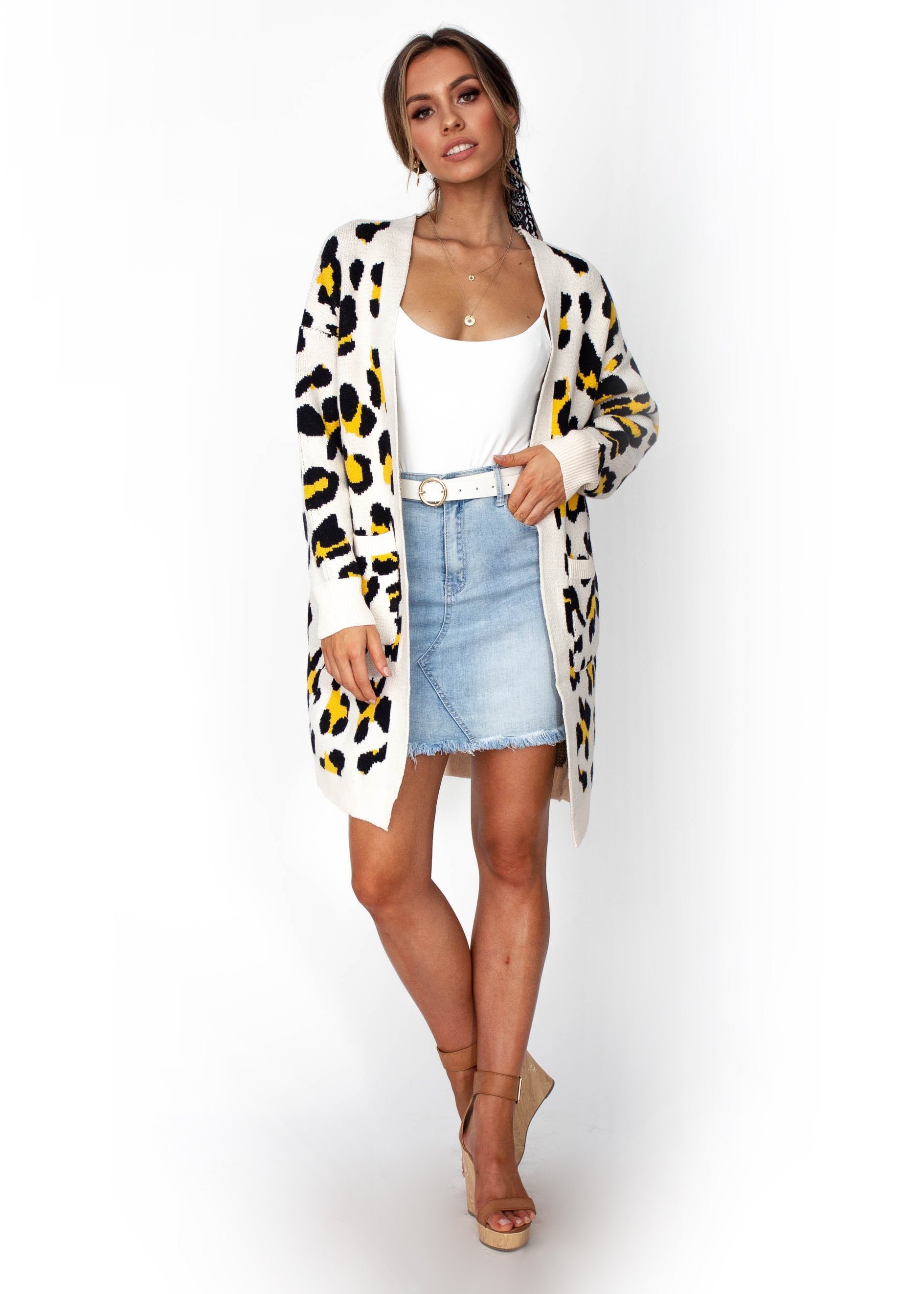 Women's Cloud Dancer Cardigan - Cream Leopard