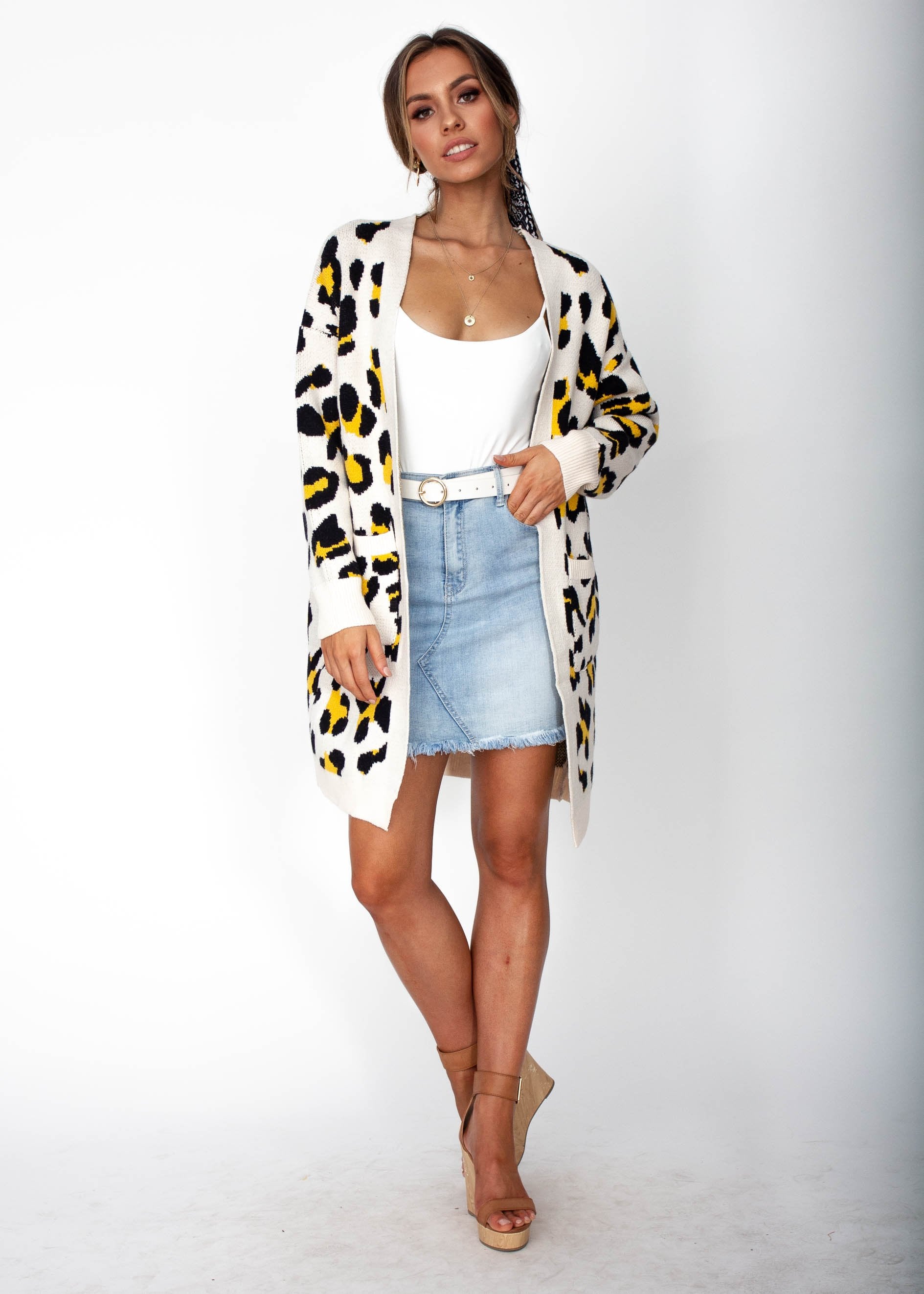 Cloud Dancer Cardi - Cream Leopard