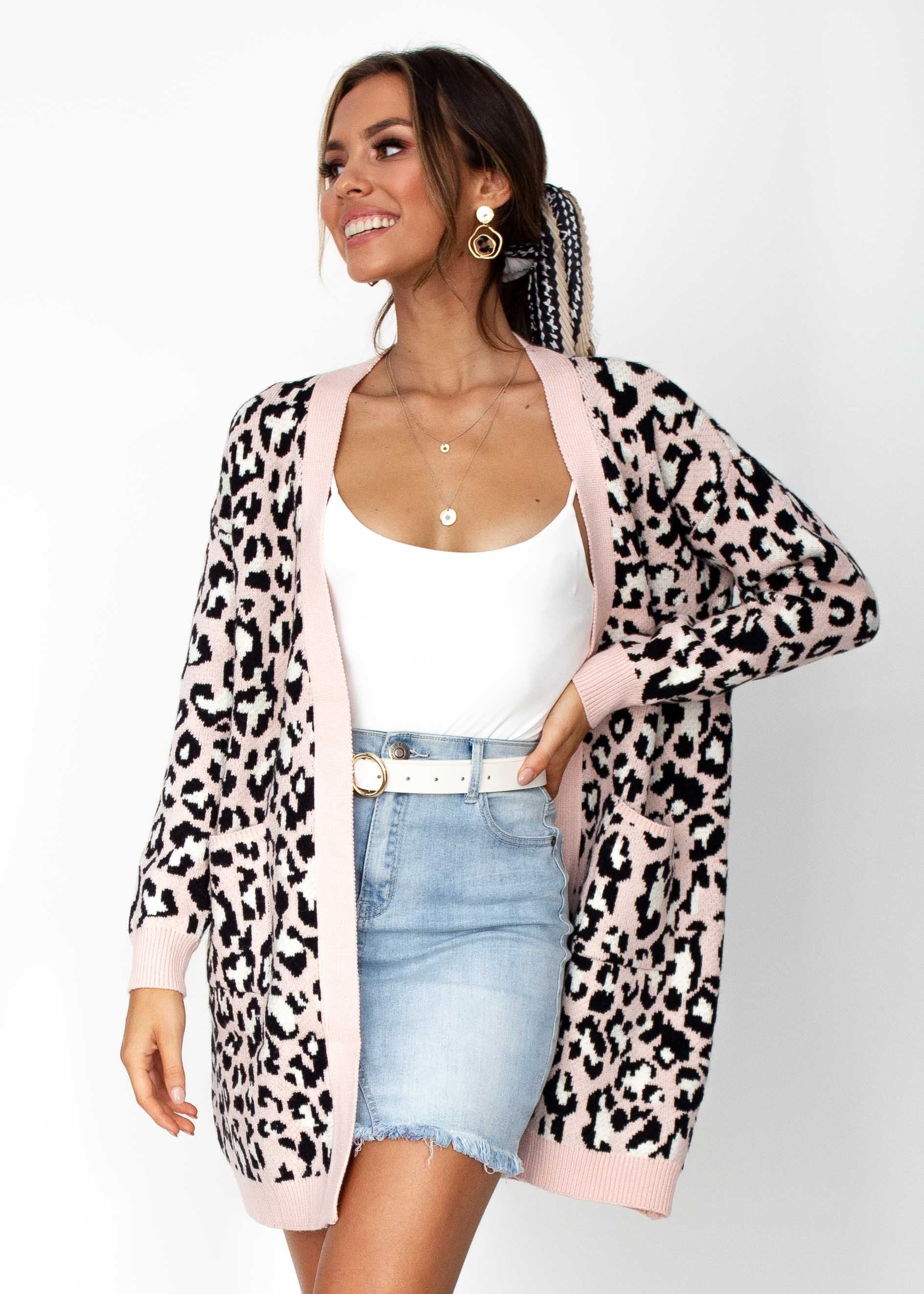 All Riled Up Cardi - Blush Leopard