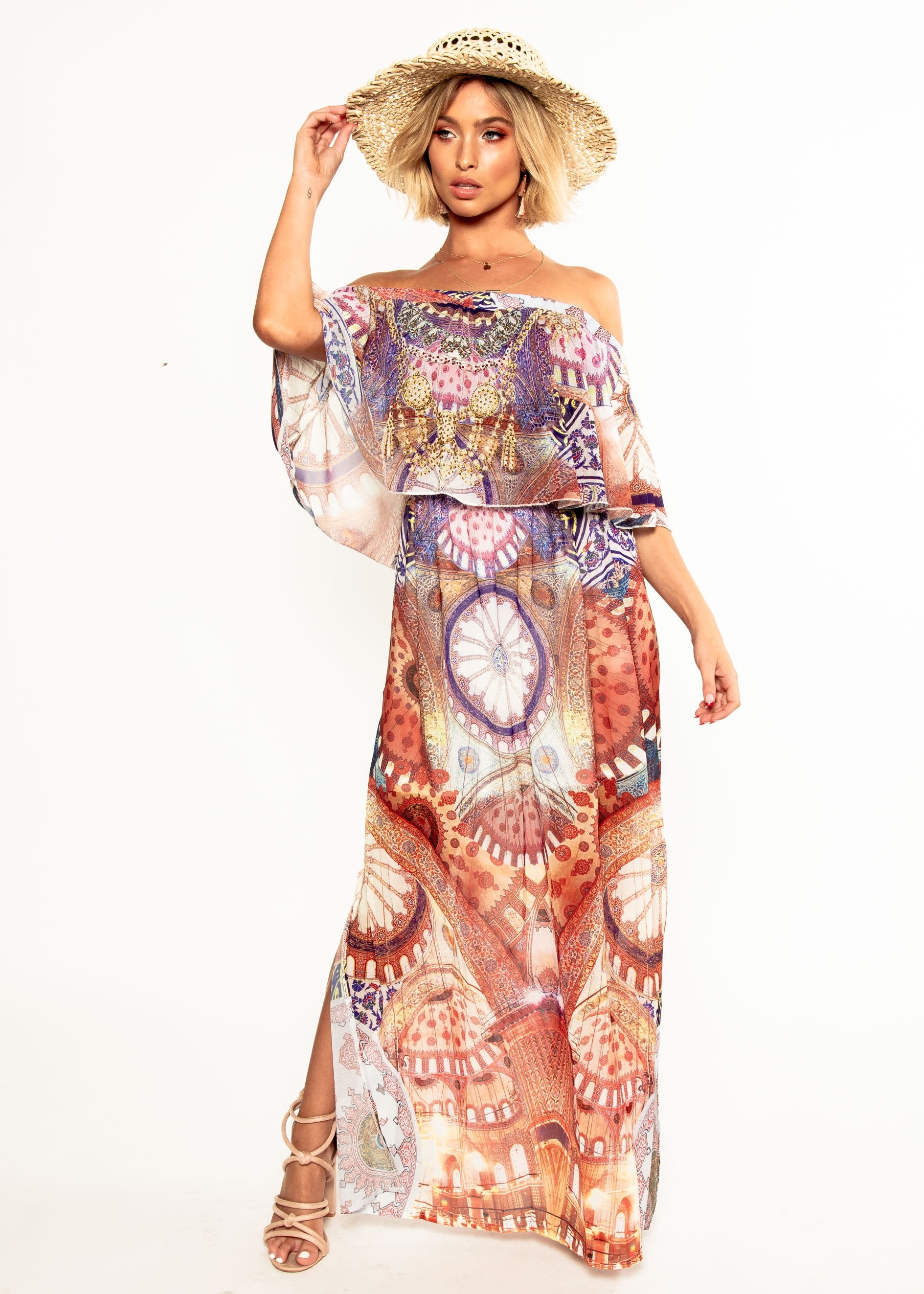 Night Sky Off Shoulder Dress - Royal Amethyst