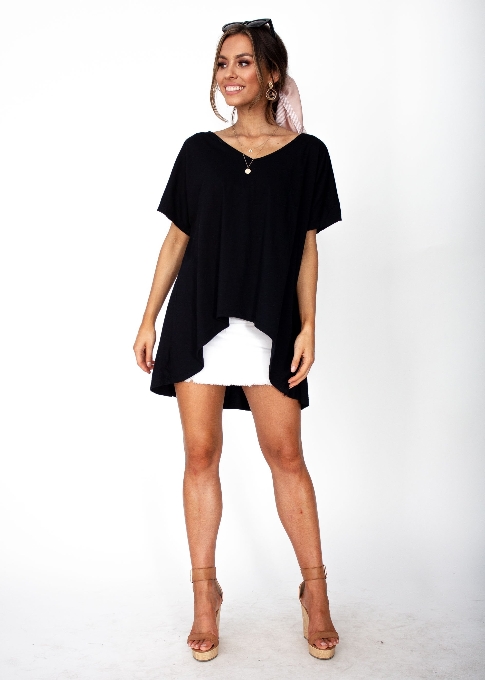 Hailey Hi-Lo Tee - Black
