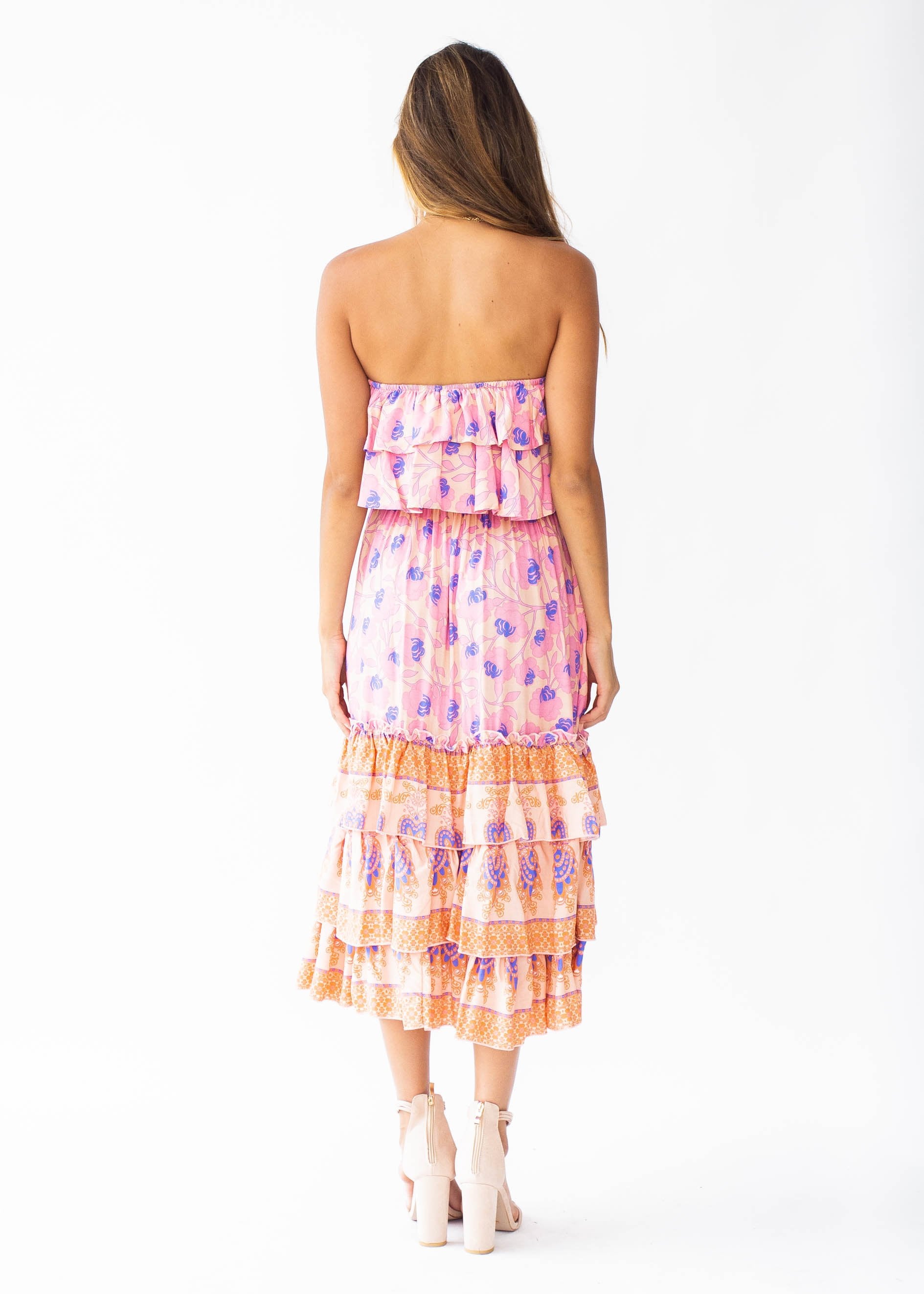 Simona Strapless Midi Dress - Malibu
