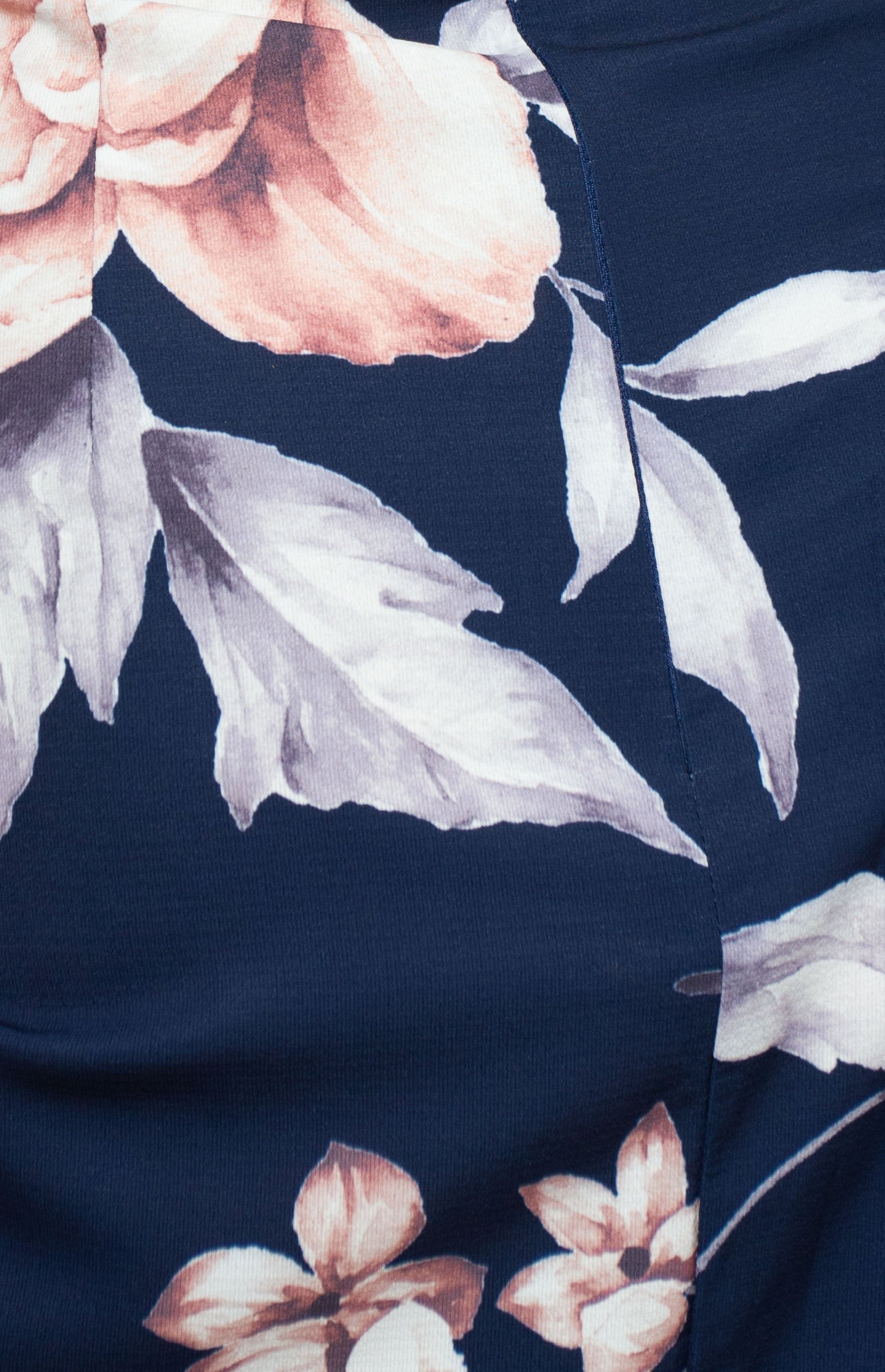 Candid Moment Off Shoulder Midi Dress - Navy Floral