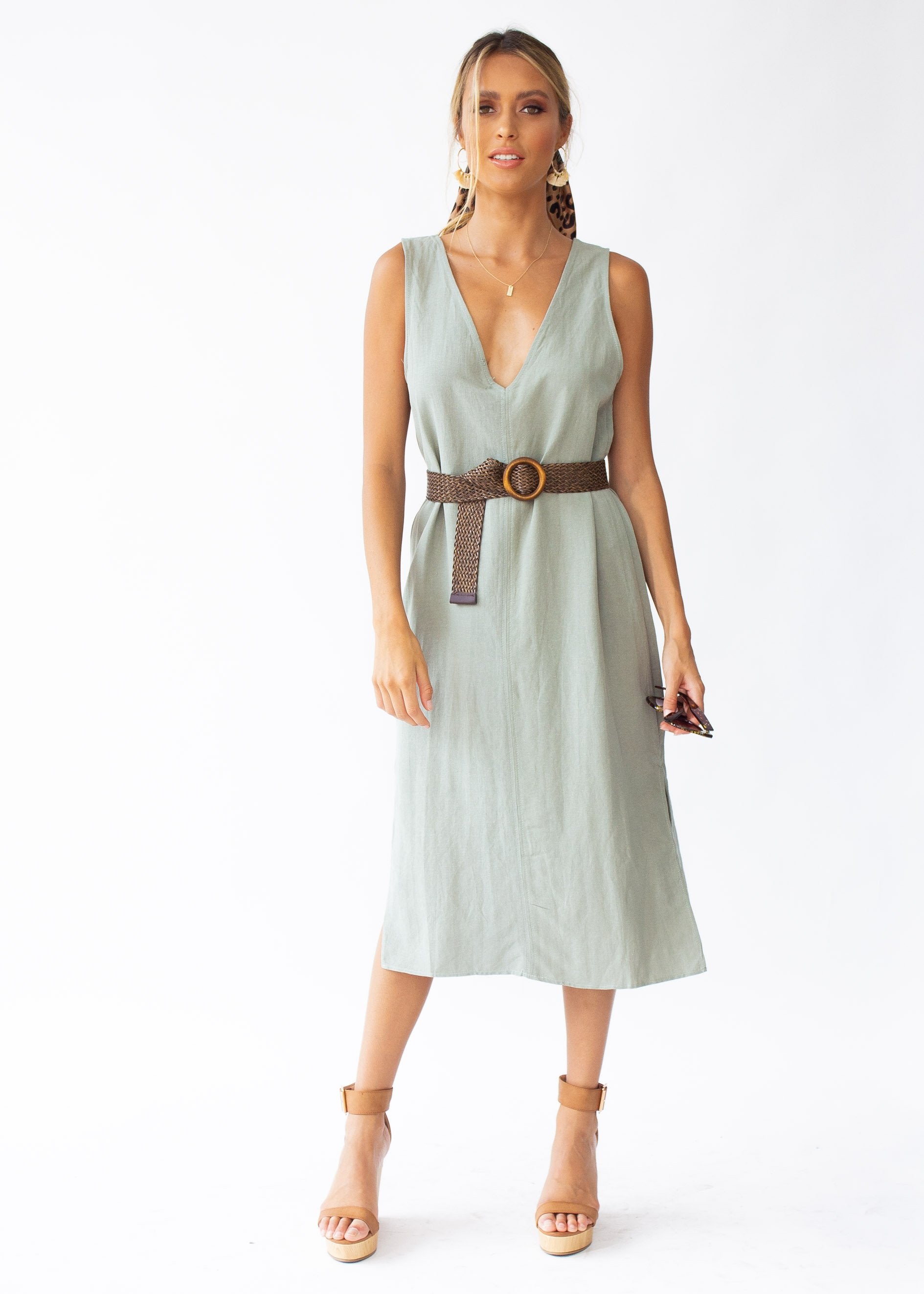 Flynn Midi Dress - Khaki