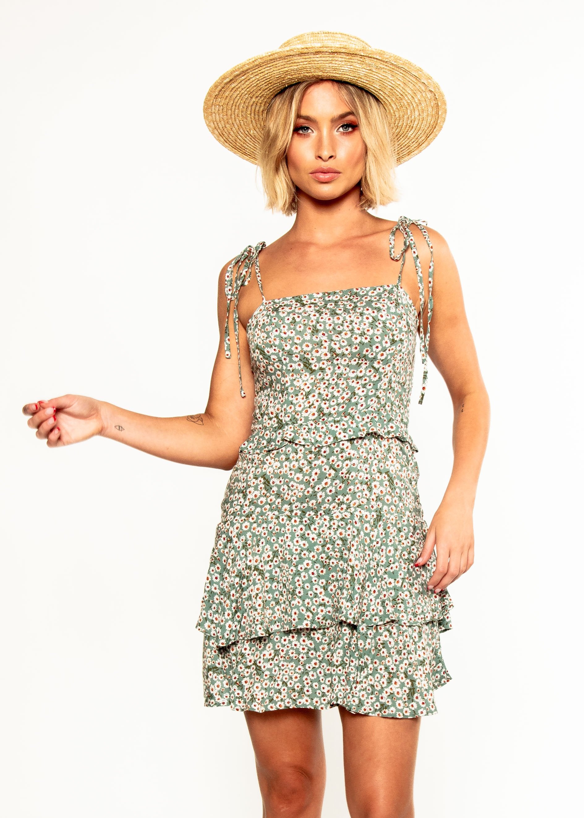 Violet Swing Dress - Sage Floral