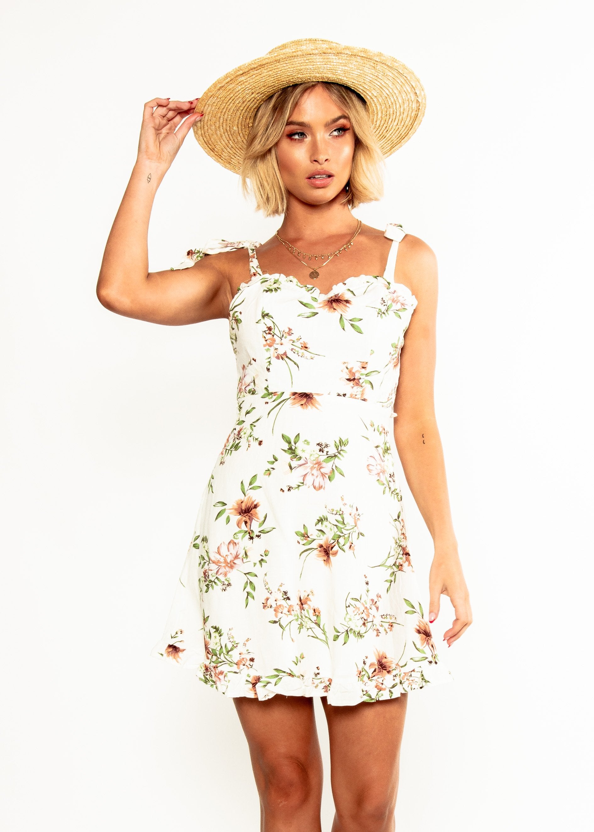 Thinking 'Bout You Dress - White Floral