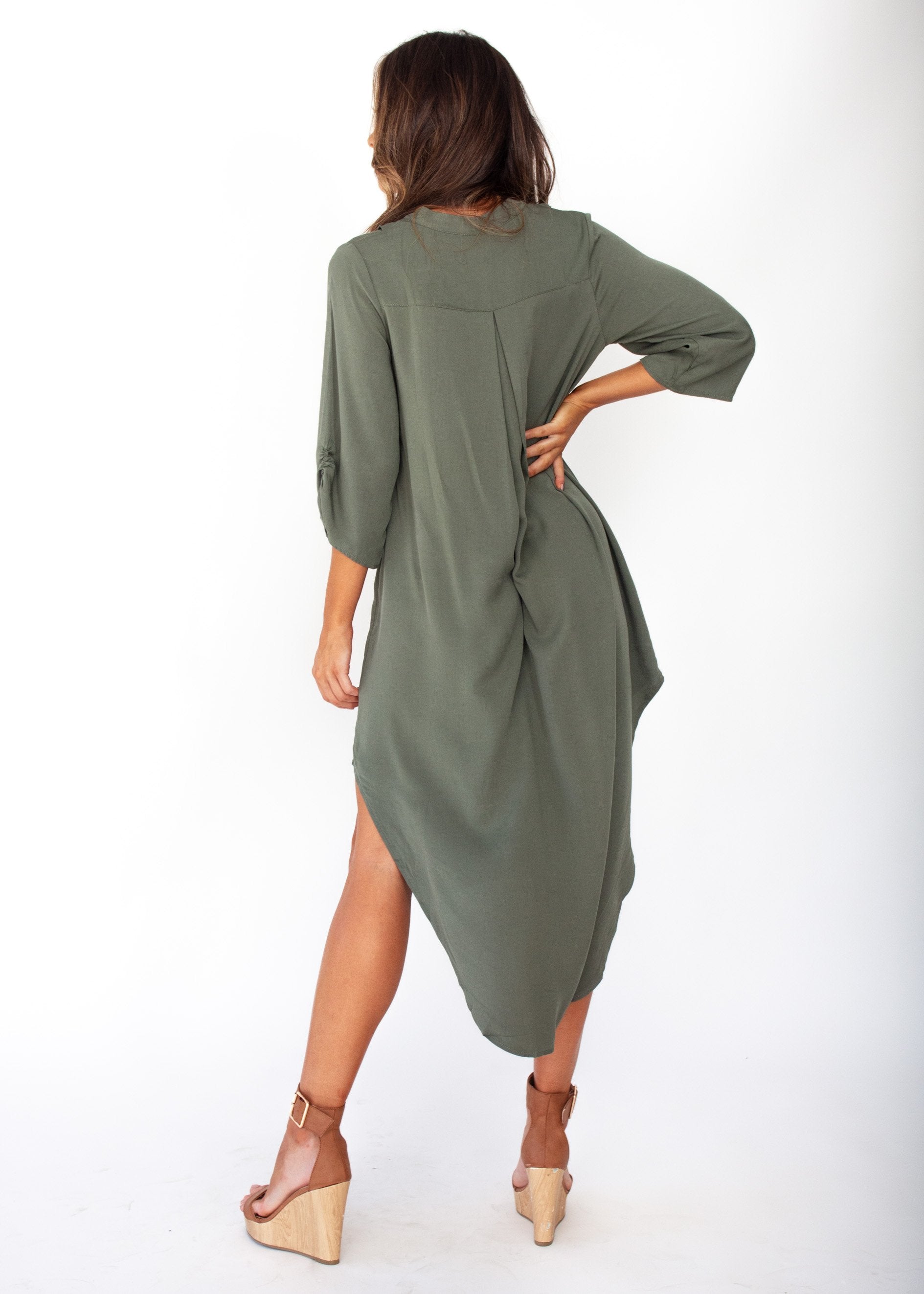Life With You Tunic Midi Dress - Khaki