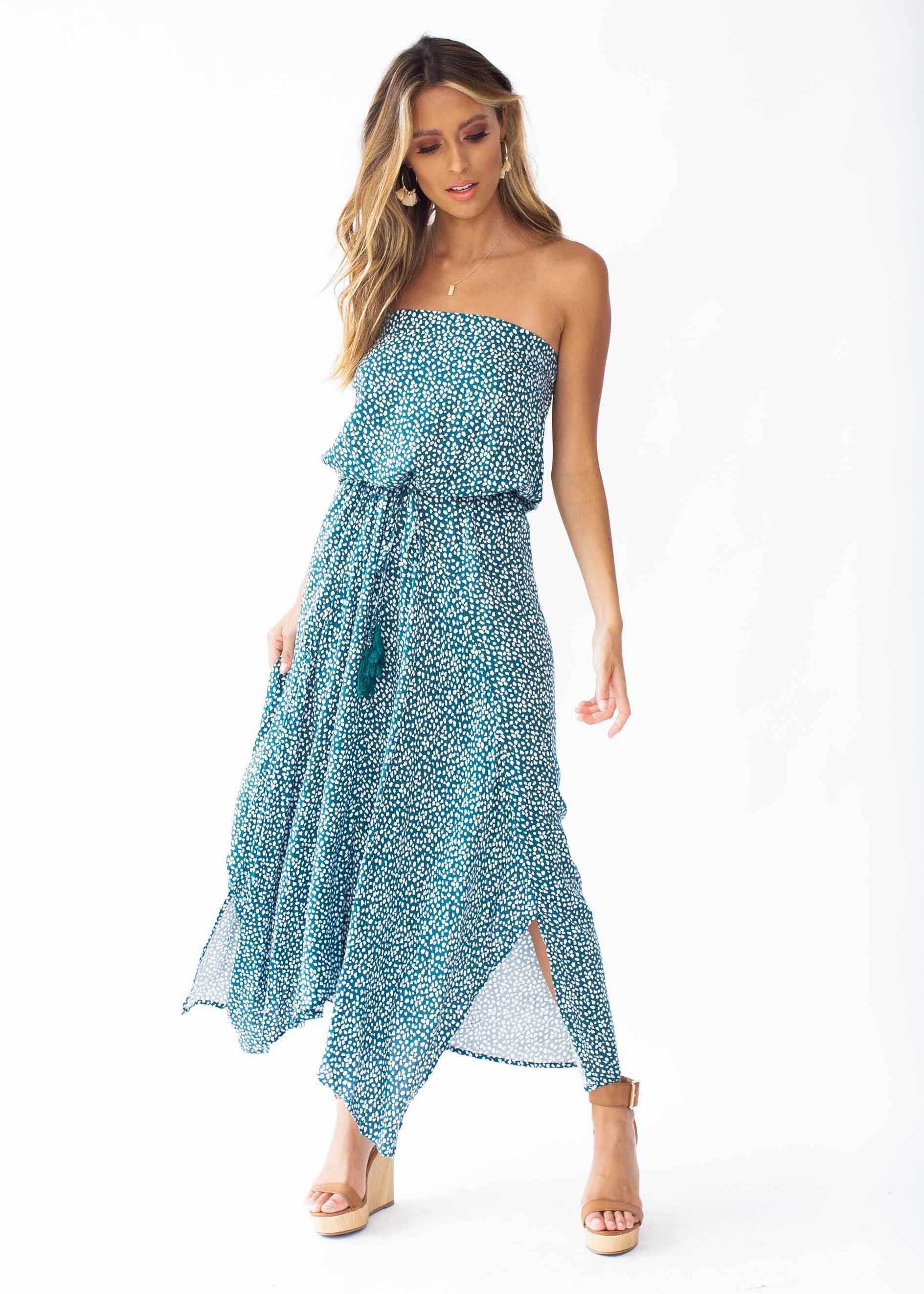 New Freedom Strapless Maxi Dress - Emerald
