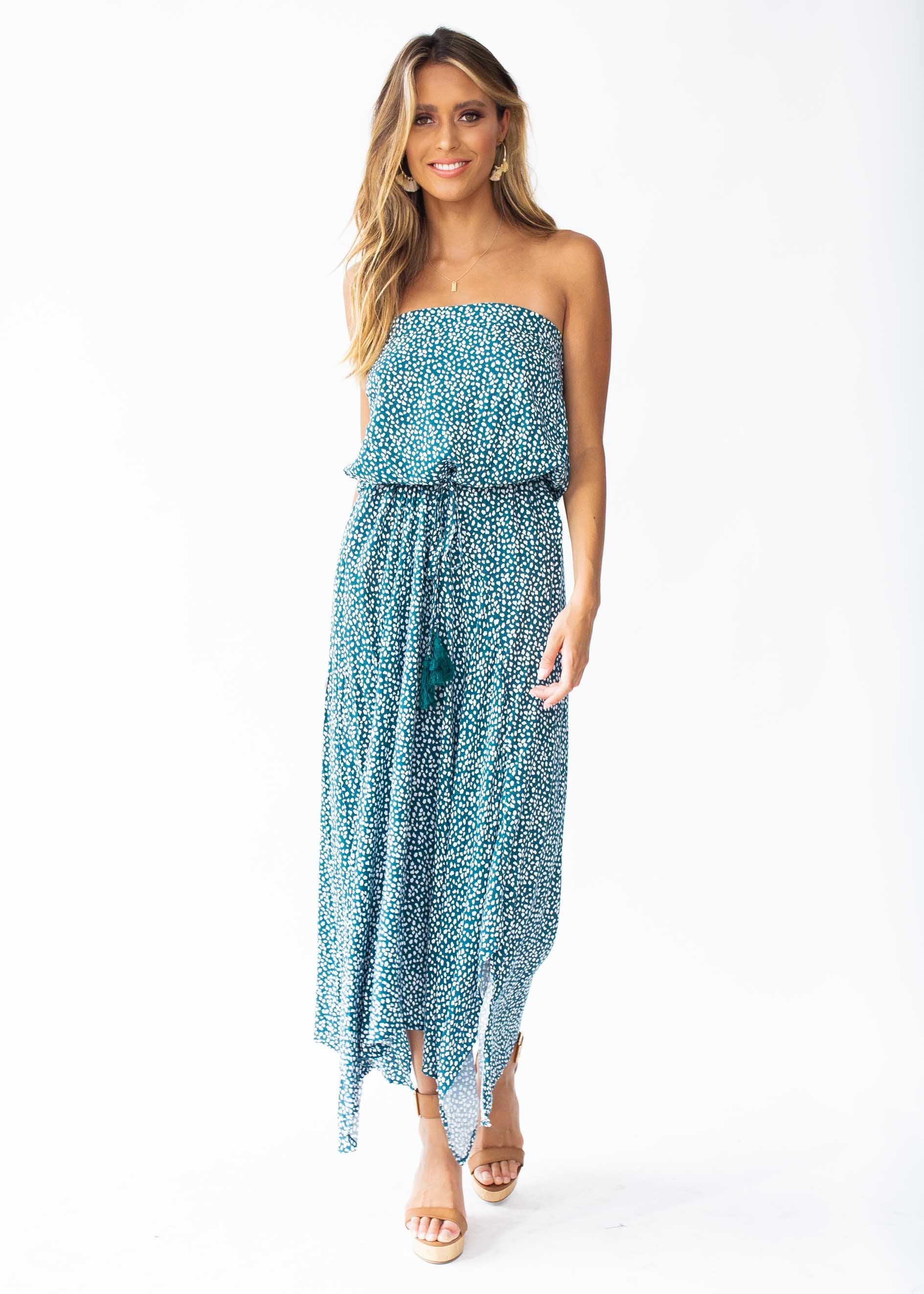 New Freedom Strapless Maxi Dress - Emerald