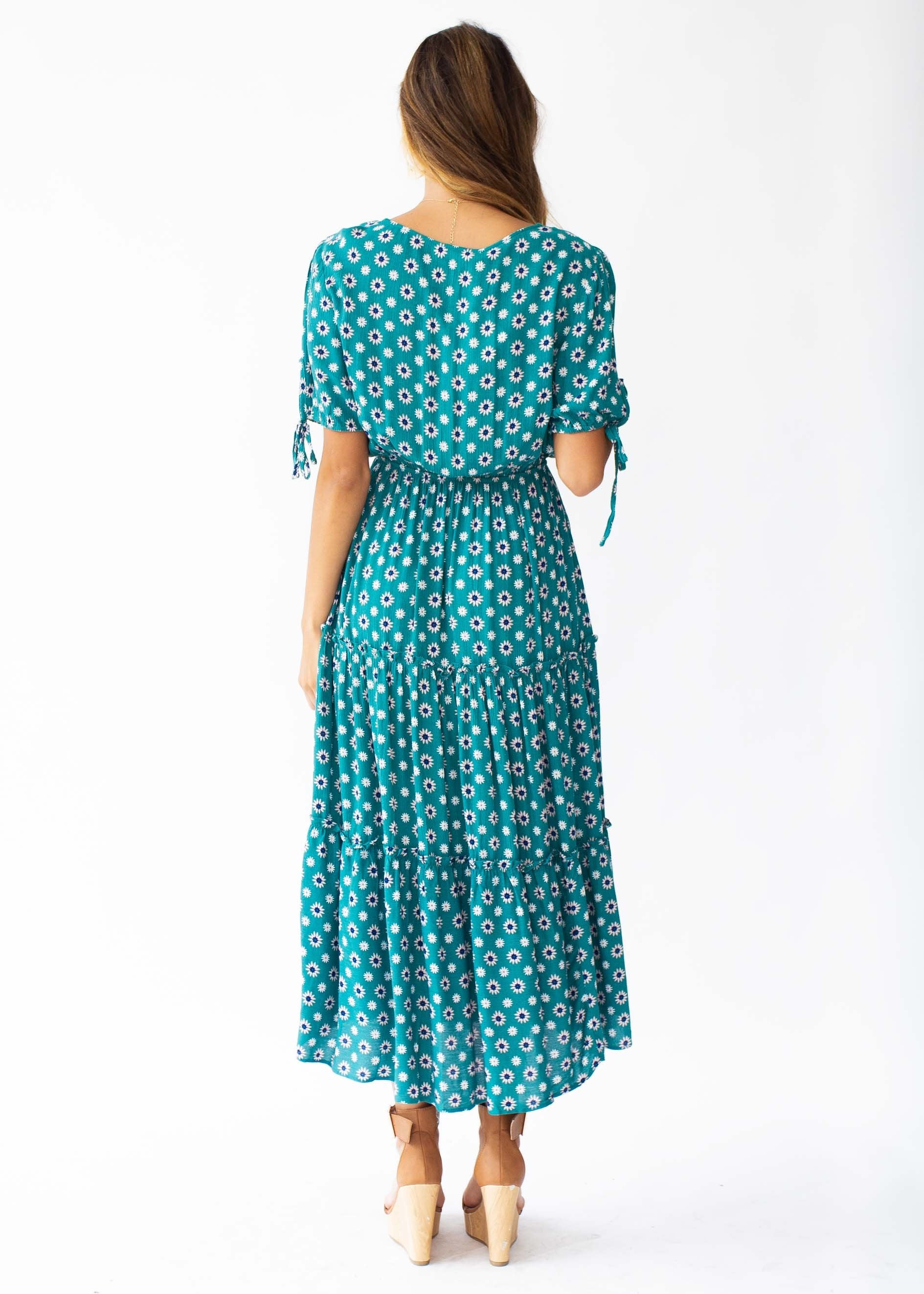 All I Ask Midi Dress - Green Floral