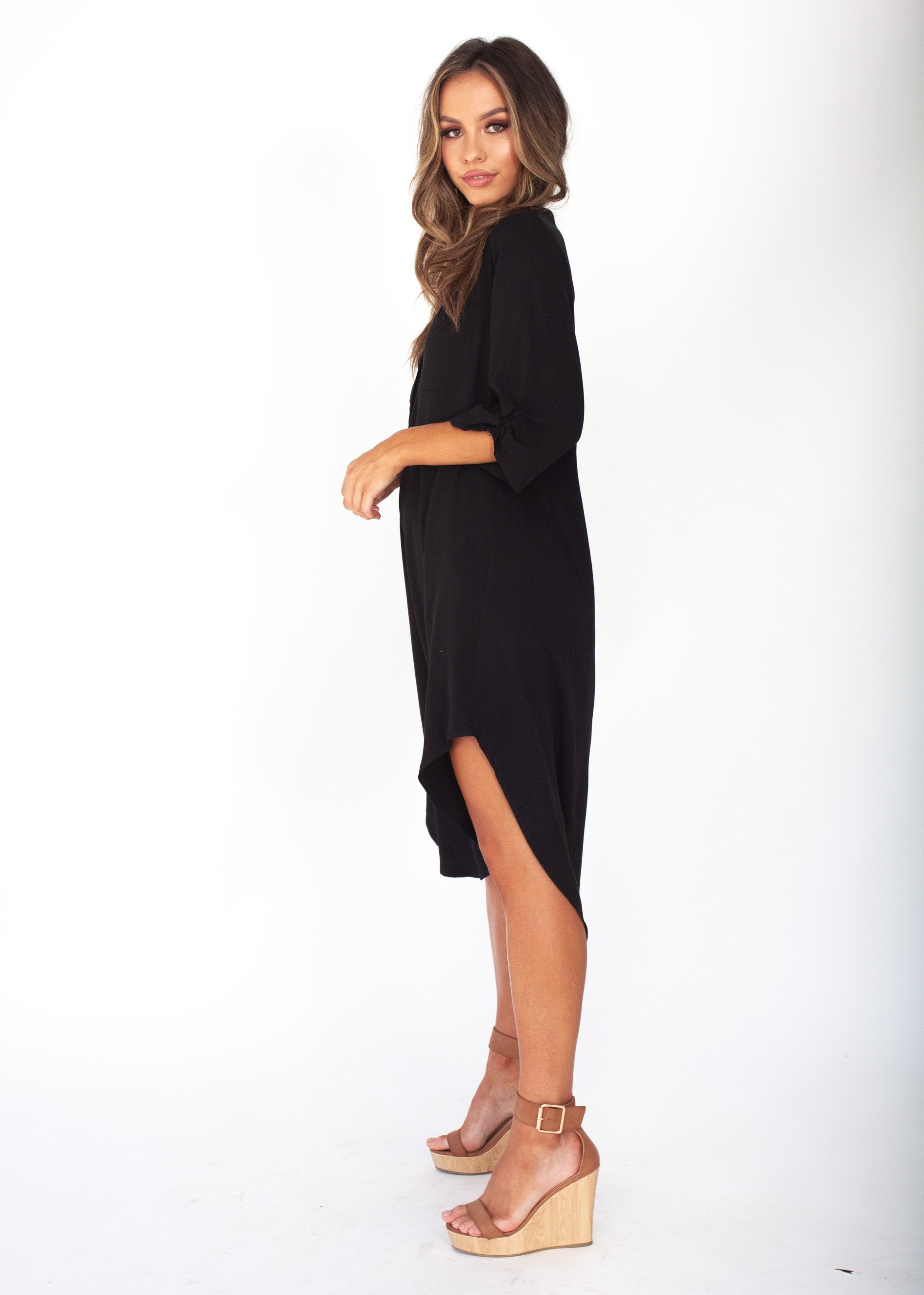 Life With You Tunic Midi Dress - Black