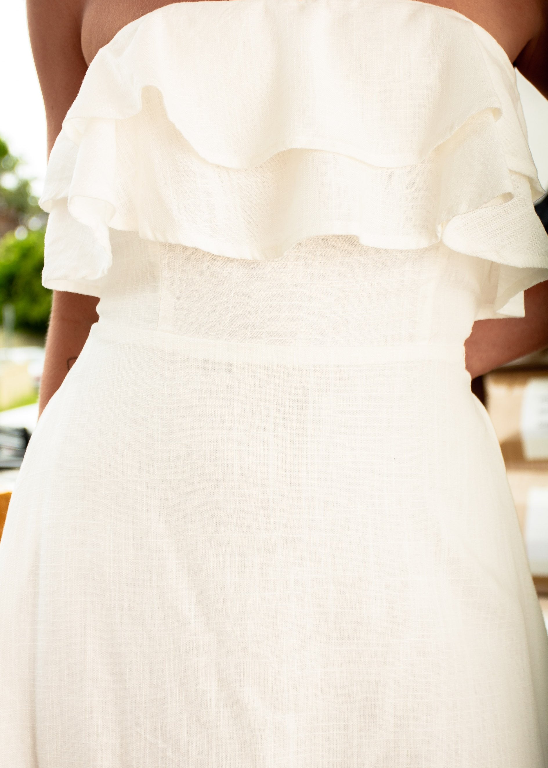 Nevaeh Linen Strapless Dress - White