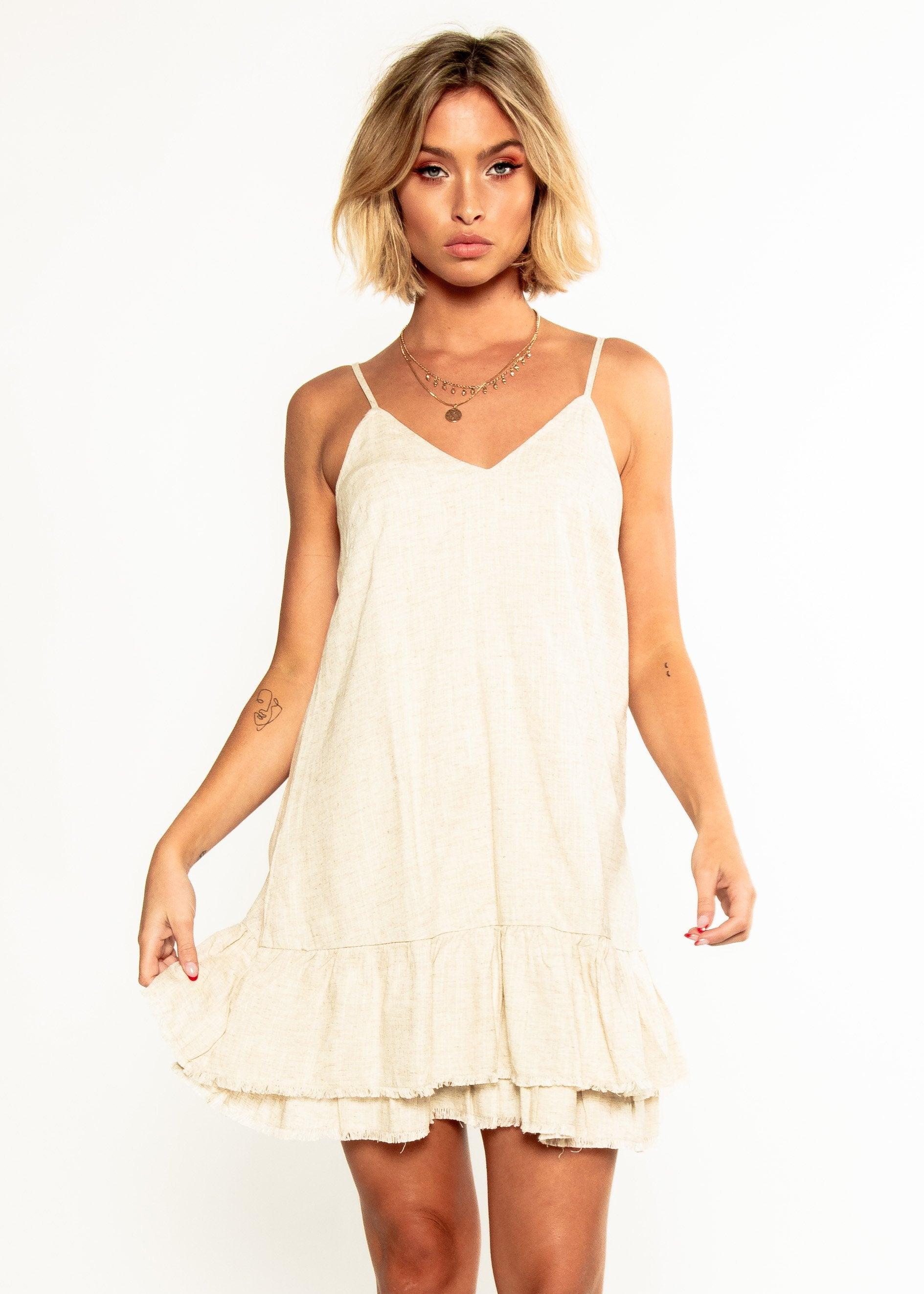 Corrina Linen Swing Dress - Natural