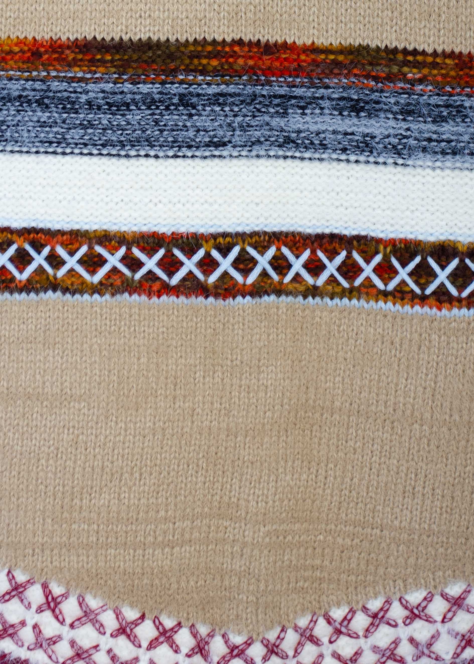 Brenna Cross Stitch Cardigan - Tan