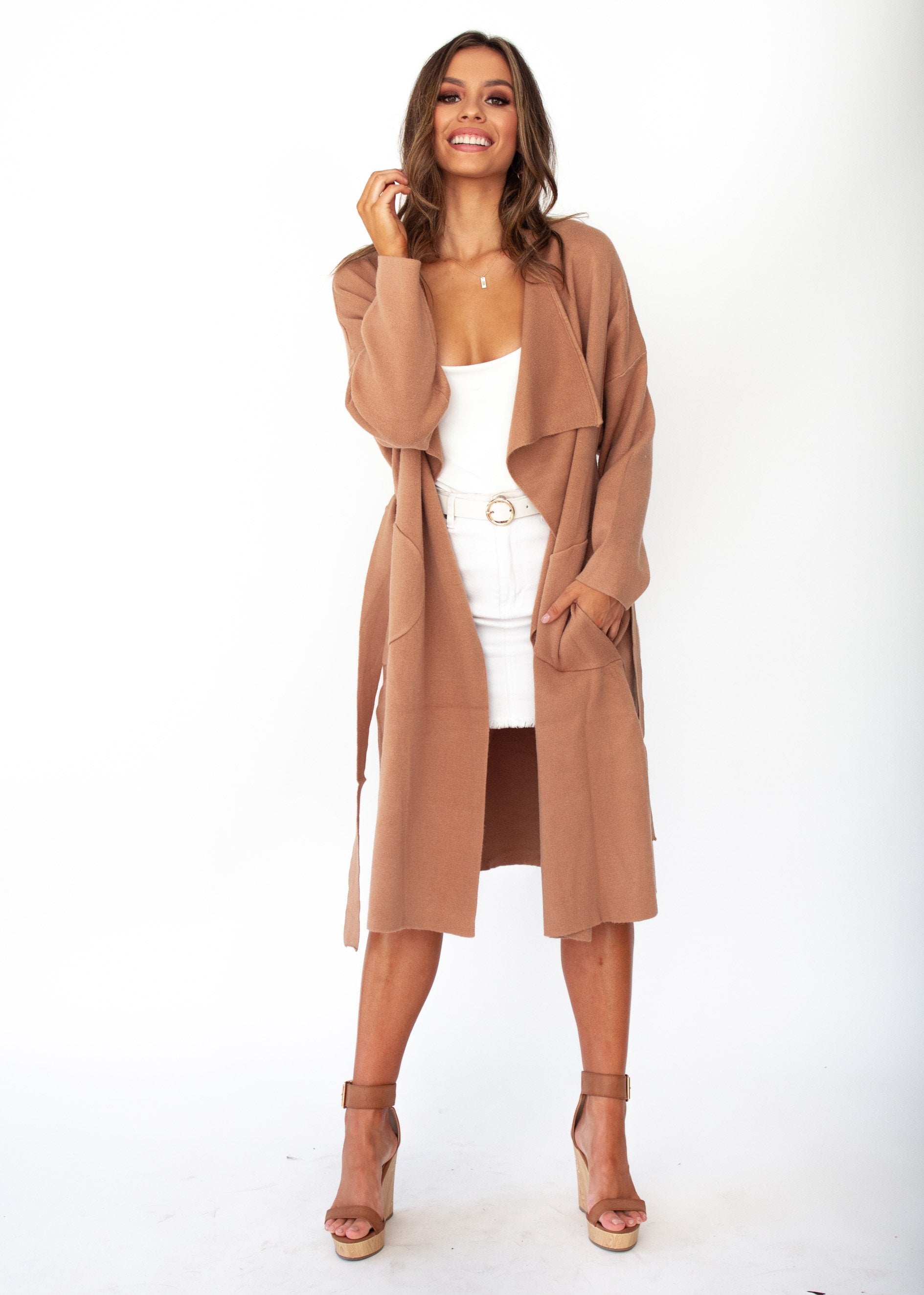 Virgo Knit Coat - Tan